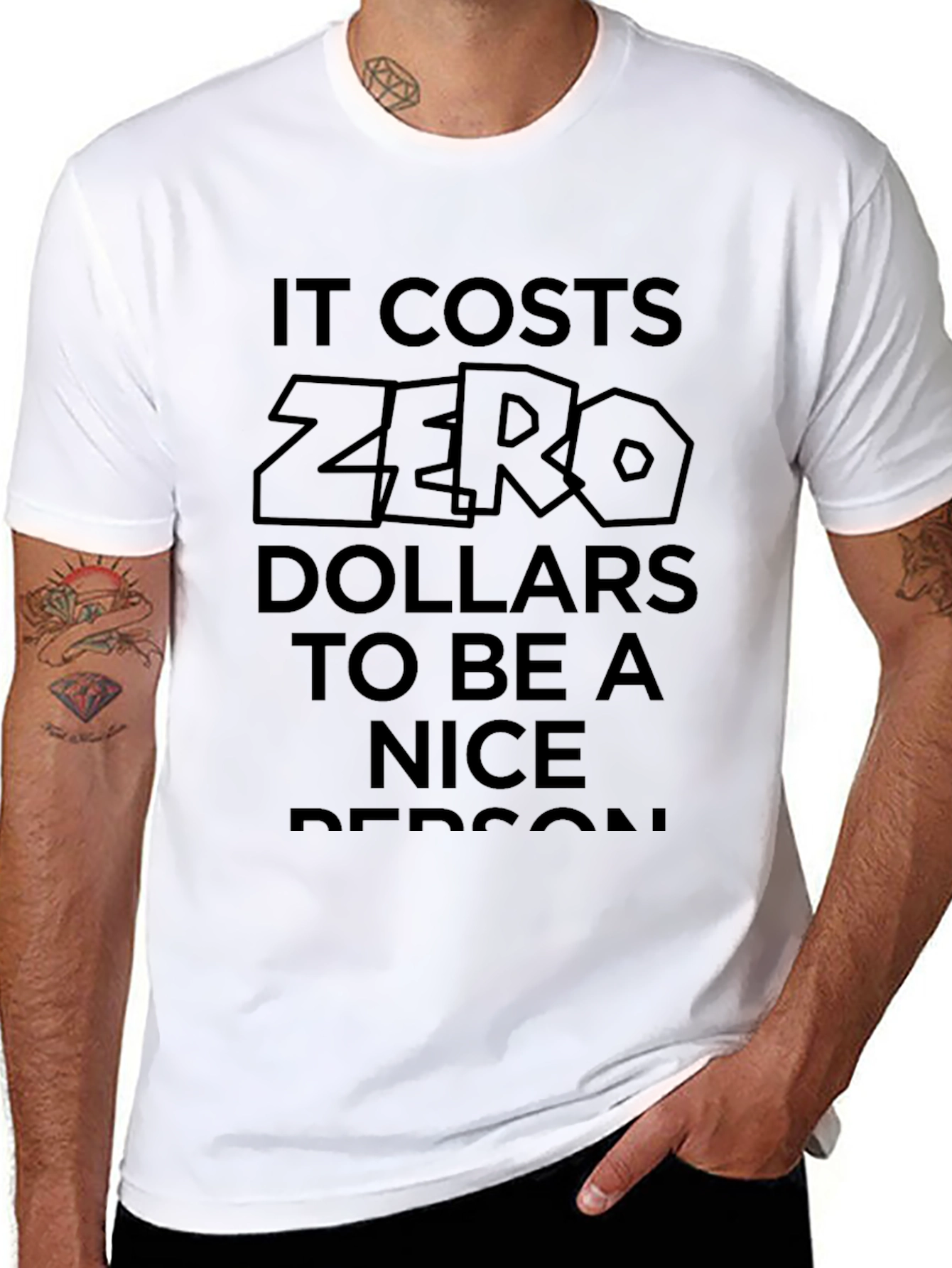 Black Zero Dollars Nice Person Black T-Shirt view 8