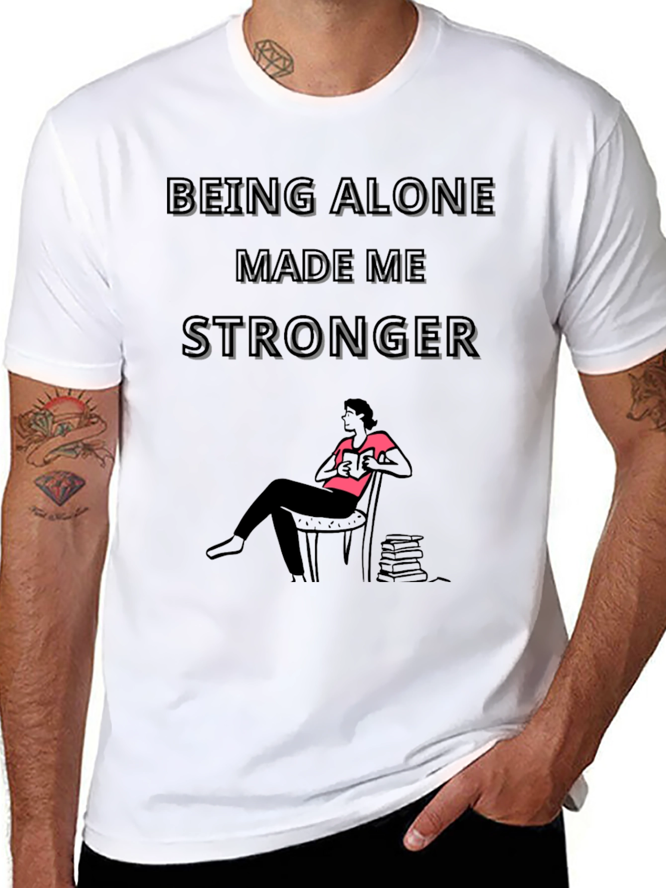 Black Being Alone Made Me Stronger Graphic Tee view 8