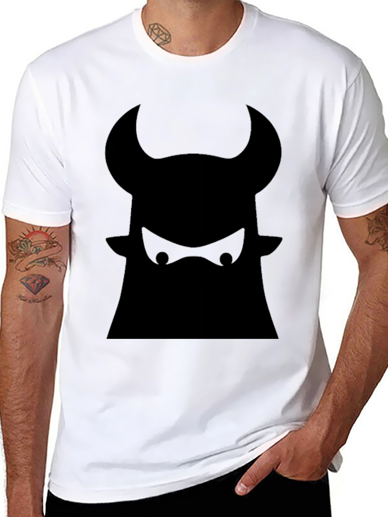 Black Bull Graphic Tee - Bold Black Cotton T-Shirt view 8