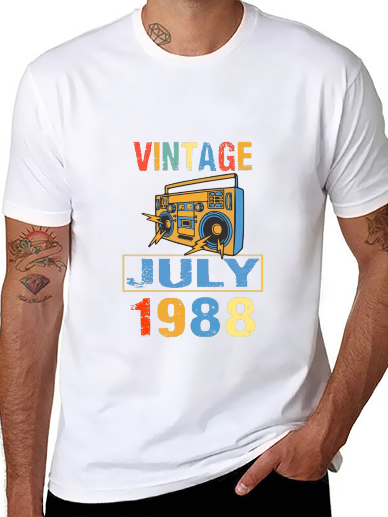 Black Vintage July 1988 T-Shirt - Retro Birthday Gift view 8