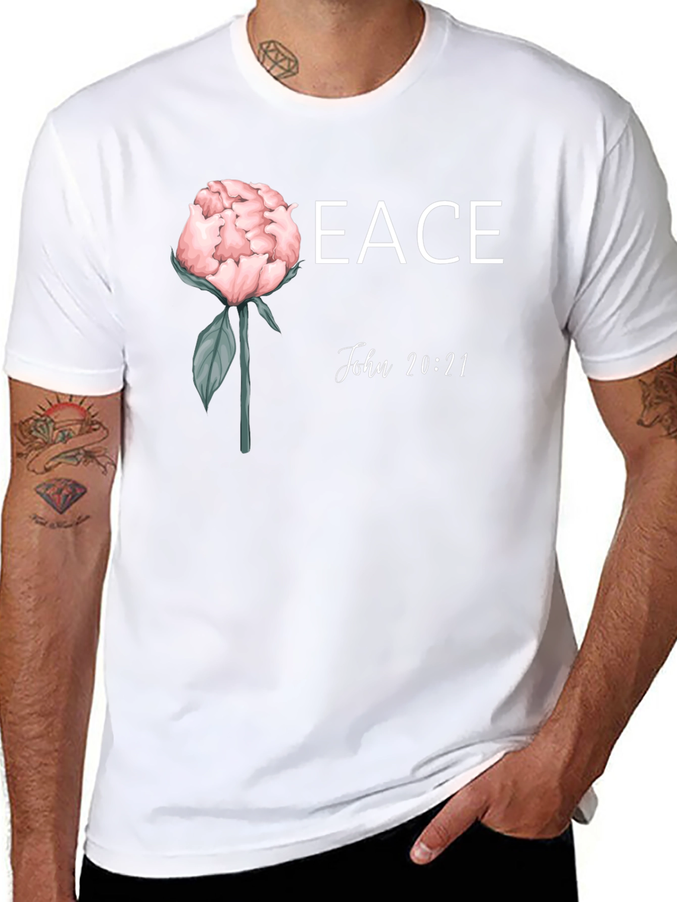 Black Peace John 20:21 Floral T-Shirt view 8