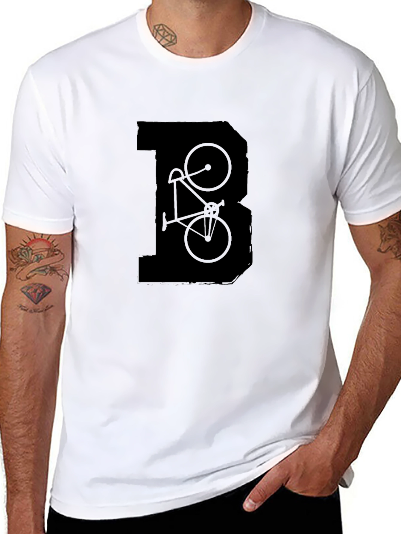 Black Bicycle Initial Black T-Shirt view 8