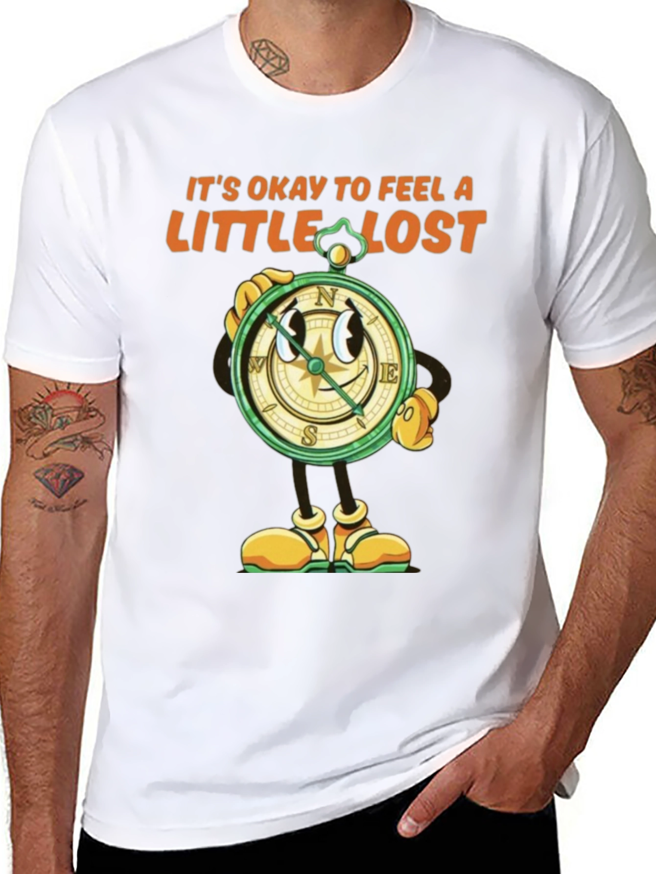 Black It's Okay To Feel A Little Lost T-Shirt view 8