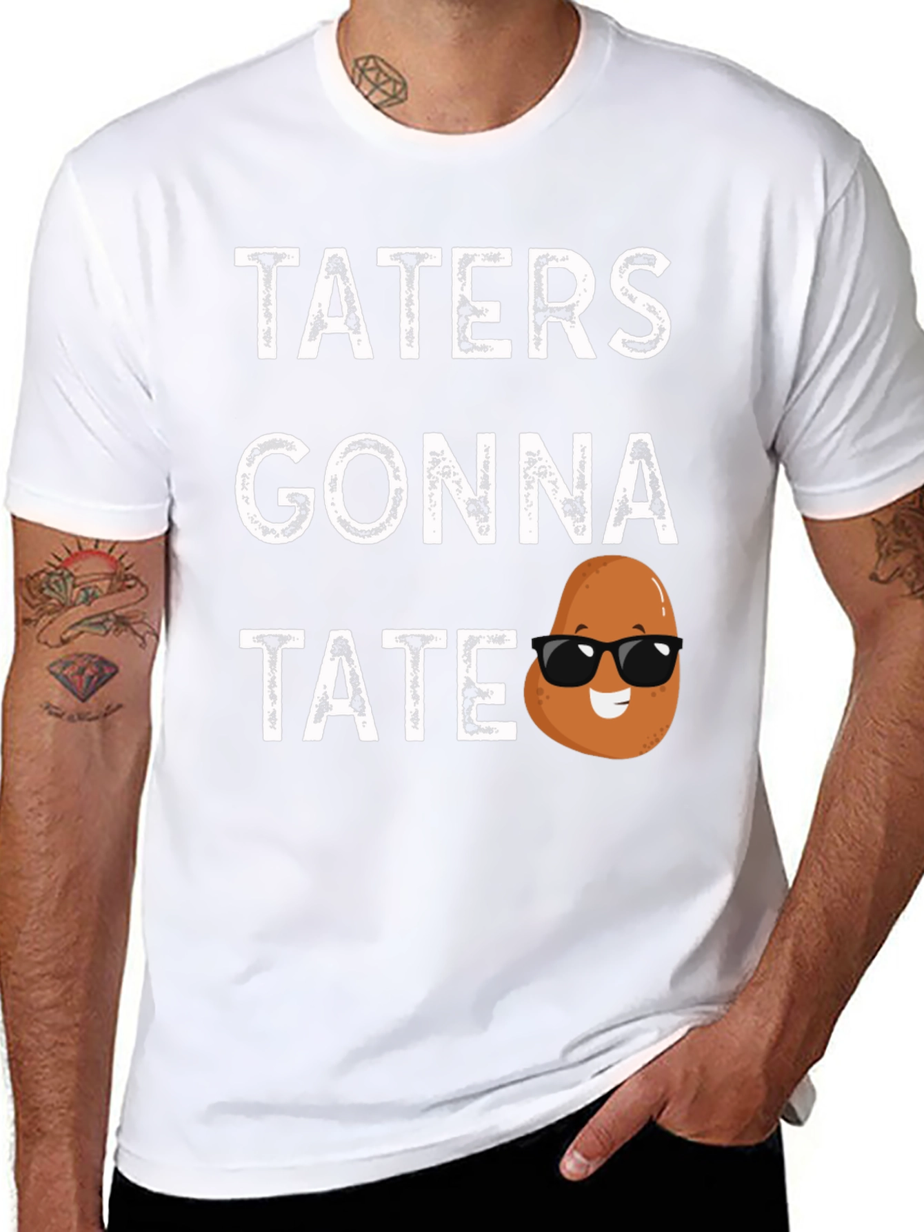 Black Taters Gonna Tate Funny Potato Graphic T-Shirt view 8