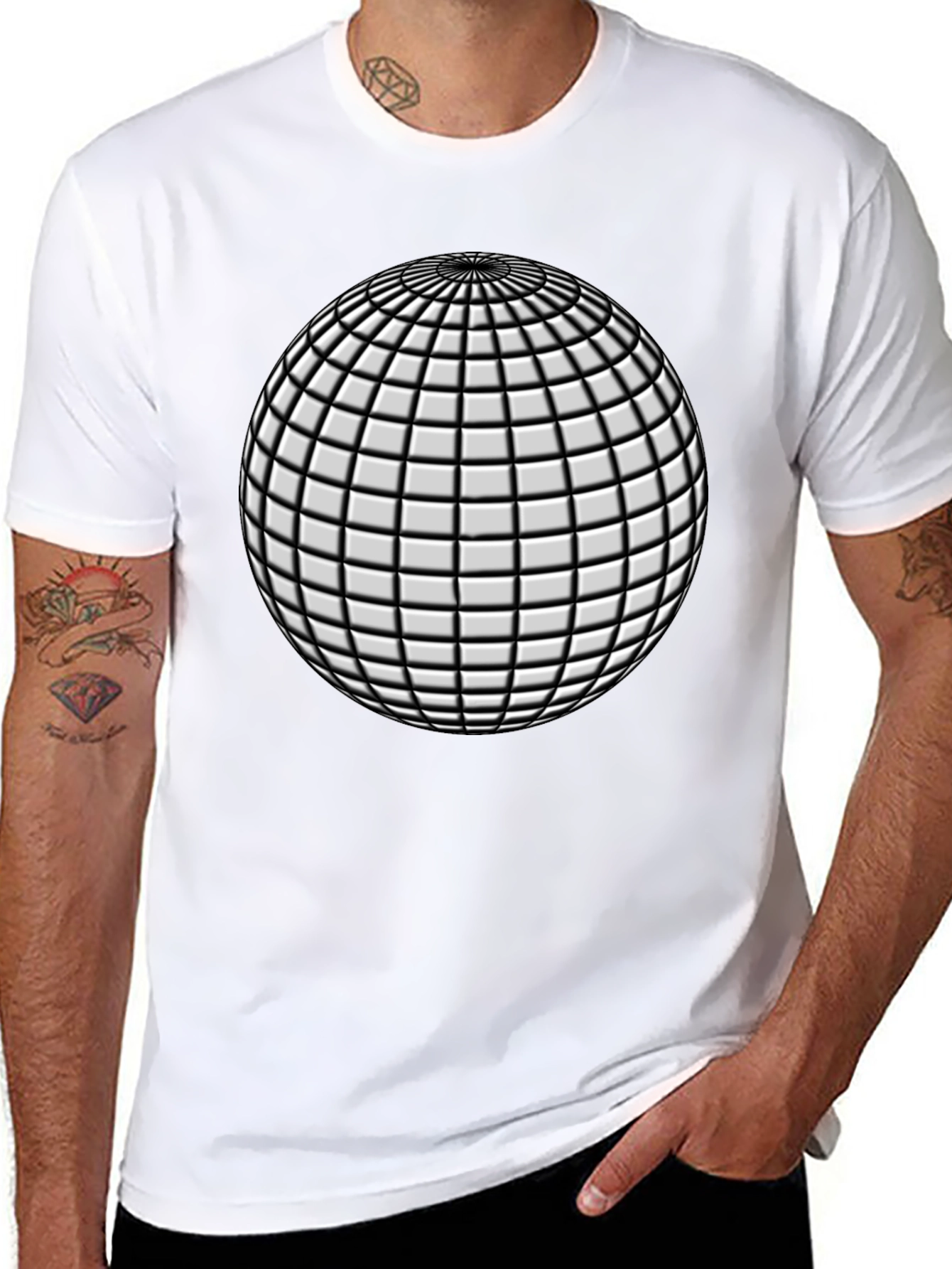 Black Geometric Sphere Graphic T-Shirt - Modern Design view 8