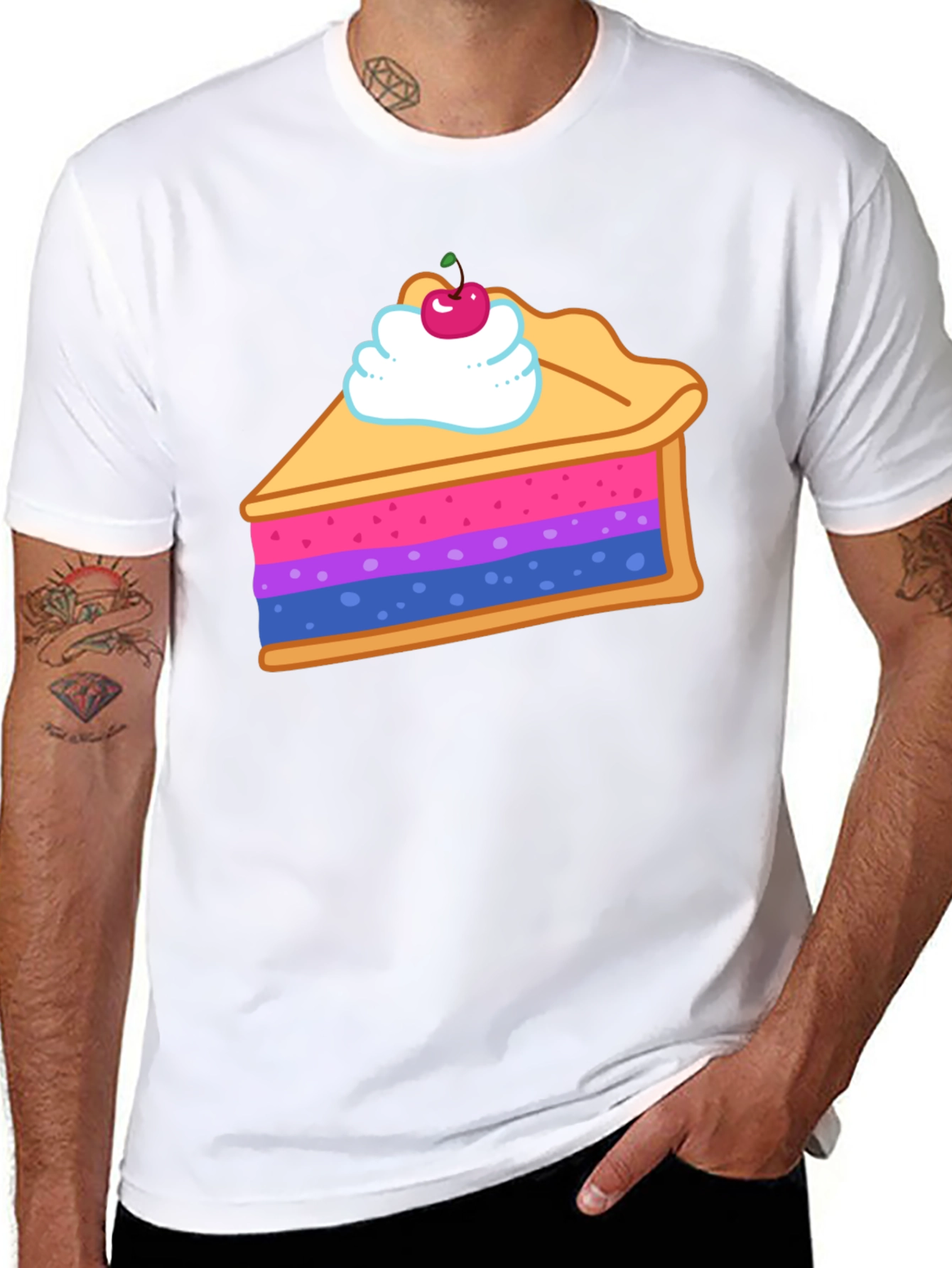 Black Bisexual Pride Flag Pie Slice Graphic T-Shirt view 8