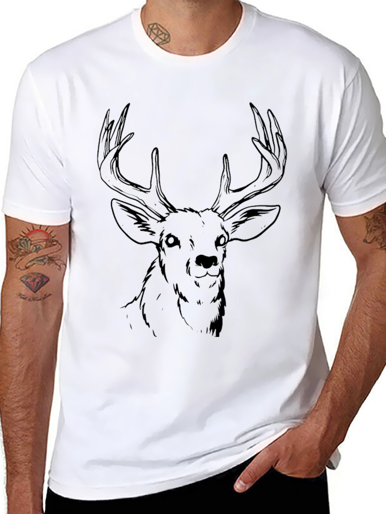Black Black Deer Graphic Tee - Men's Casual Shirt view 8