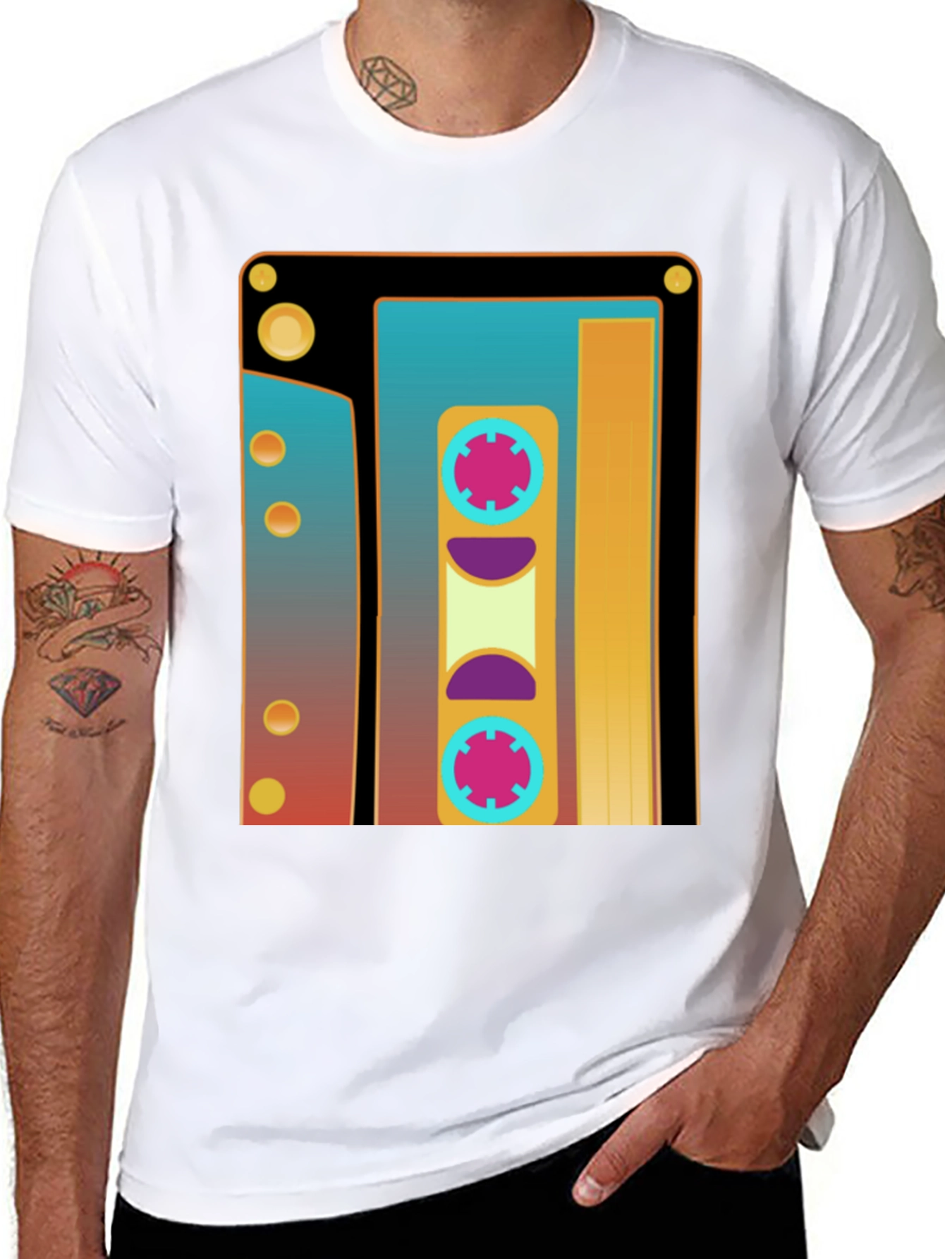 Black Retro Cassette Tape Graphic T-Shirt - Vintage Style view 8