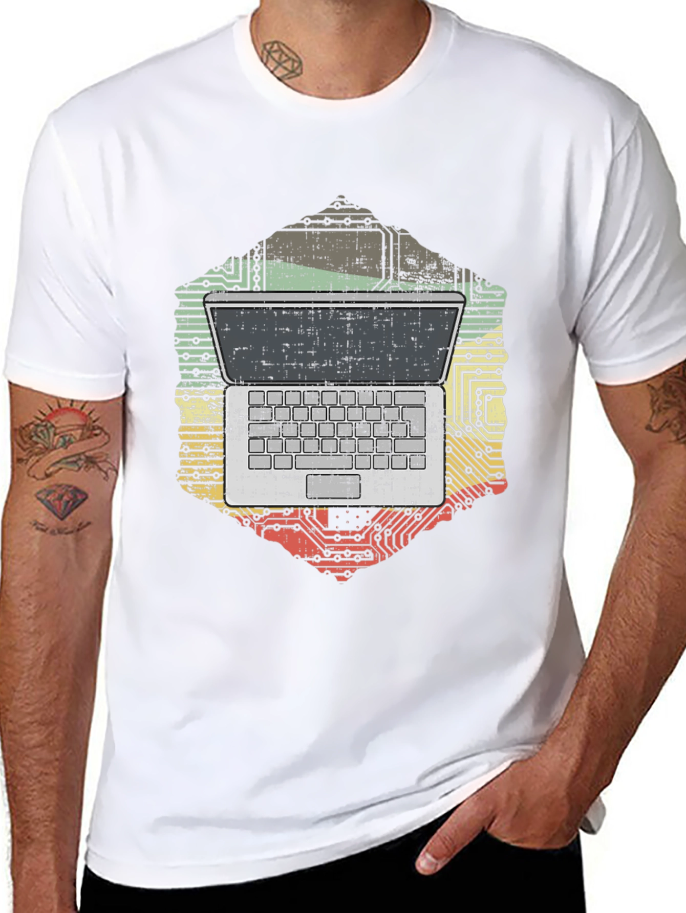 Black Laptop Circuit Board Graphic Tee view 8