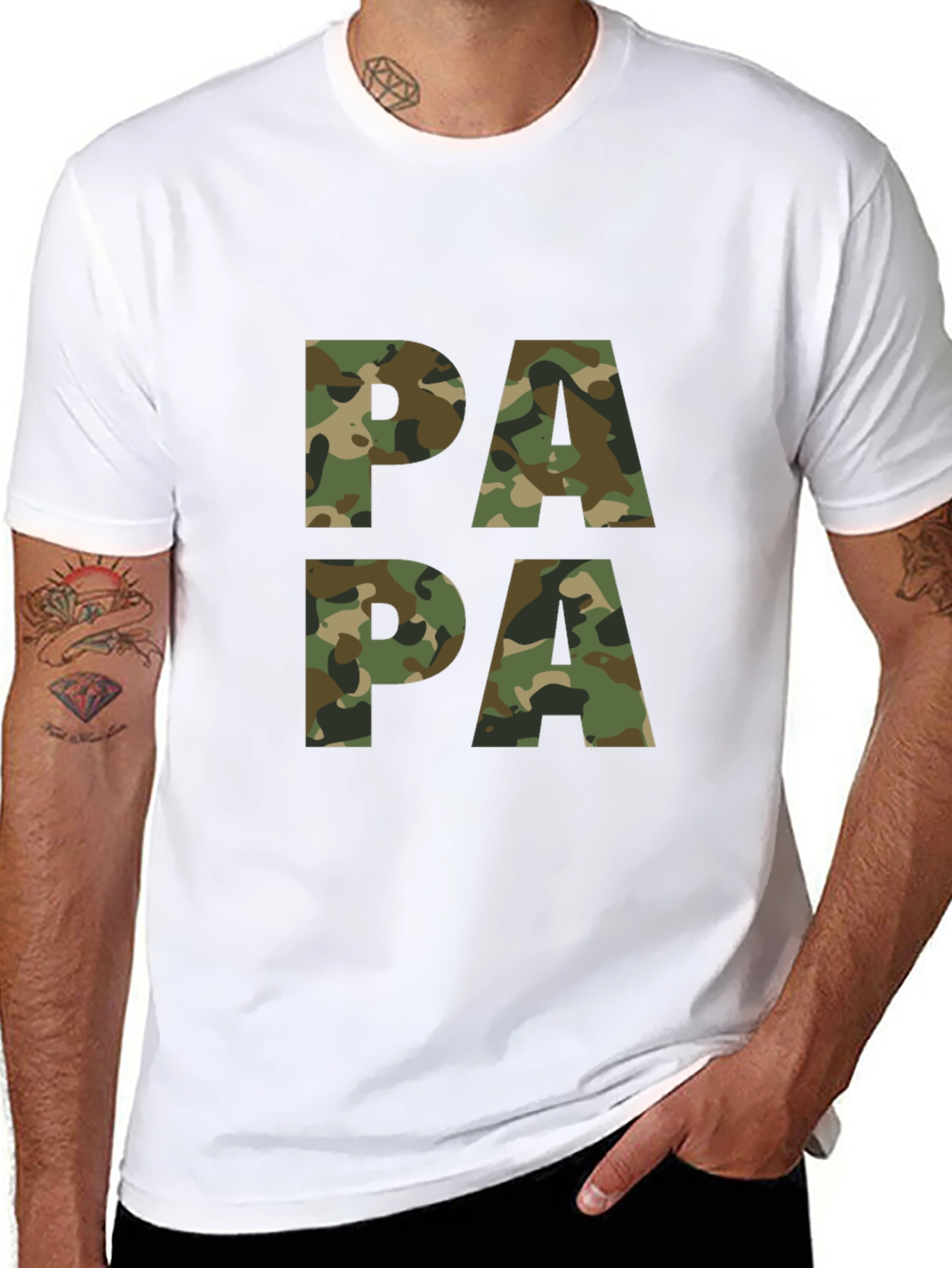Black Camo Papa T-Shirt - Military Father's Day Tee view 8
