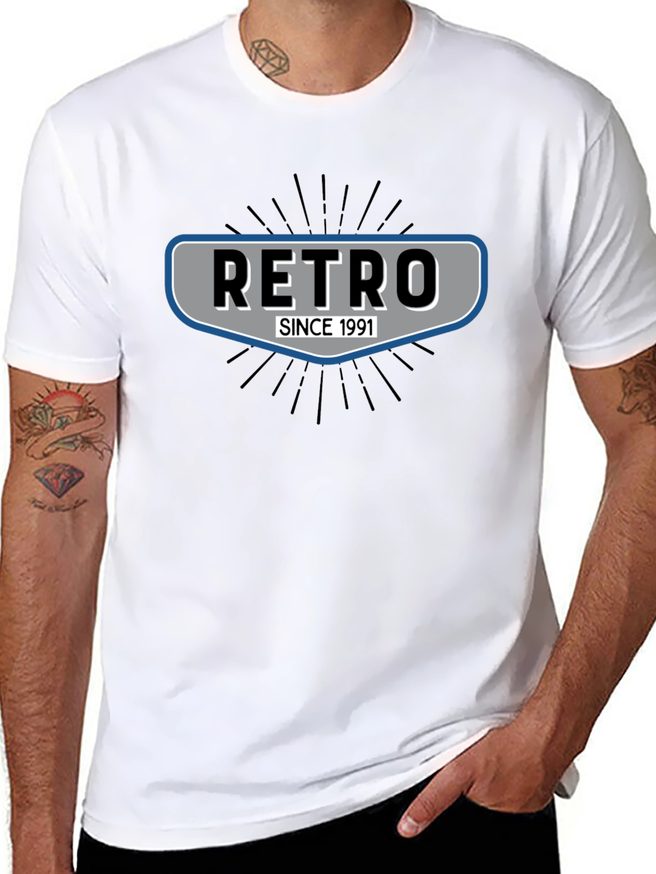 Black Retro Since 1991 Black T-Shirt view 8