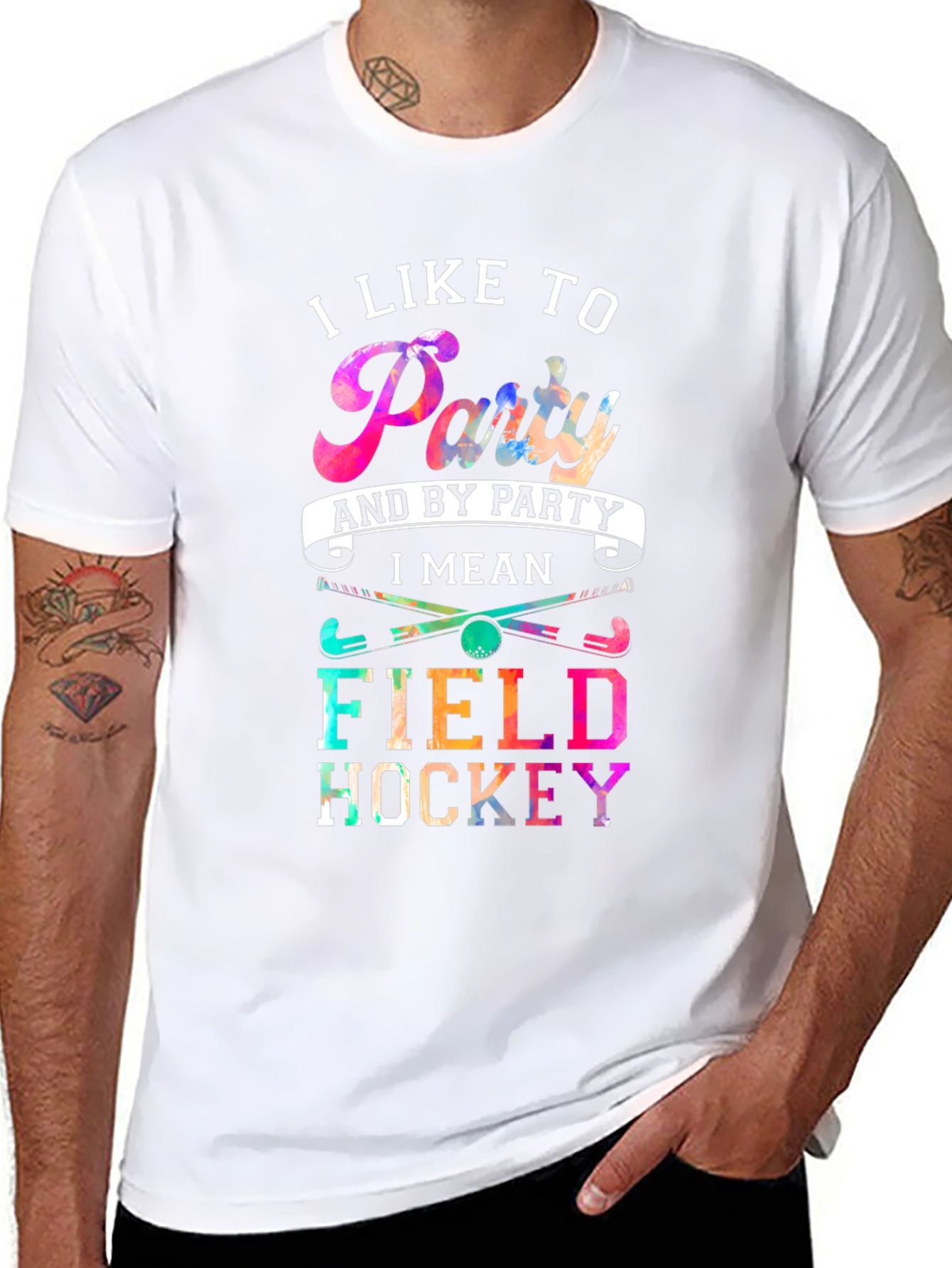 Black I Like To Party Field Hockey T-Shirt view 8