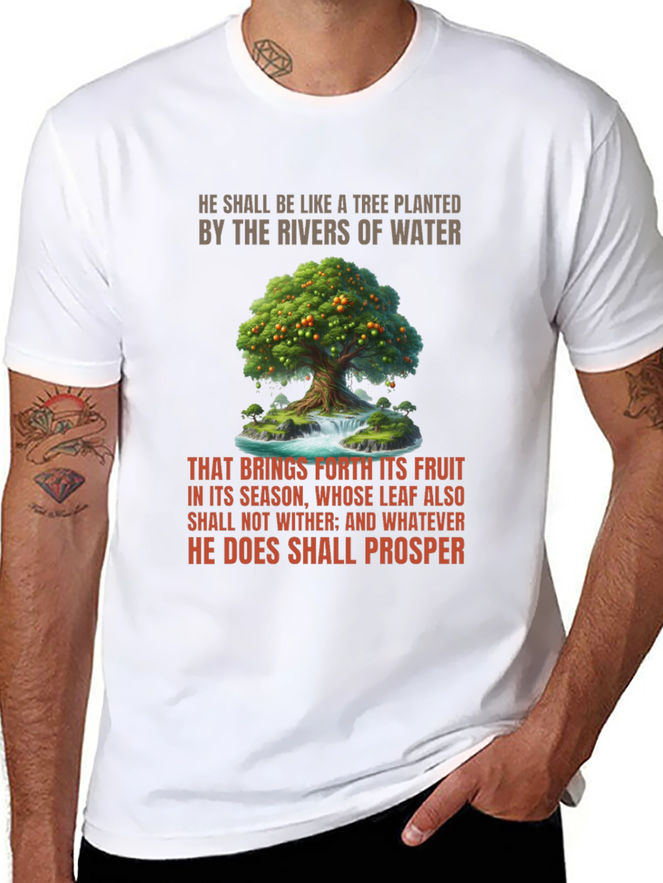 Black Biblical Tree of Life Graphic T-Shirt view 8