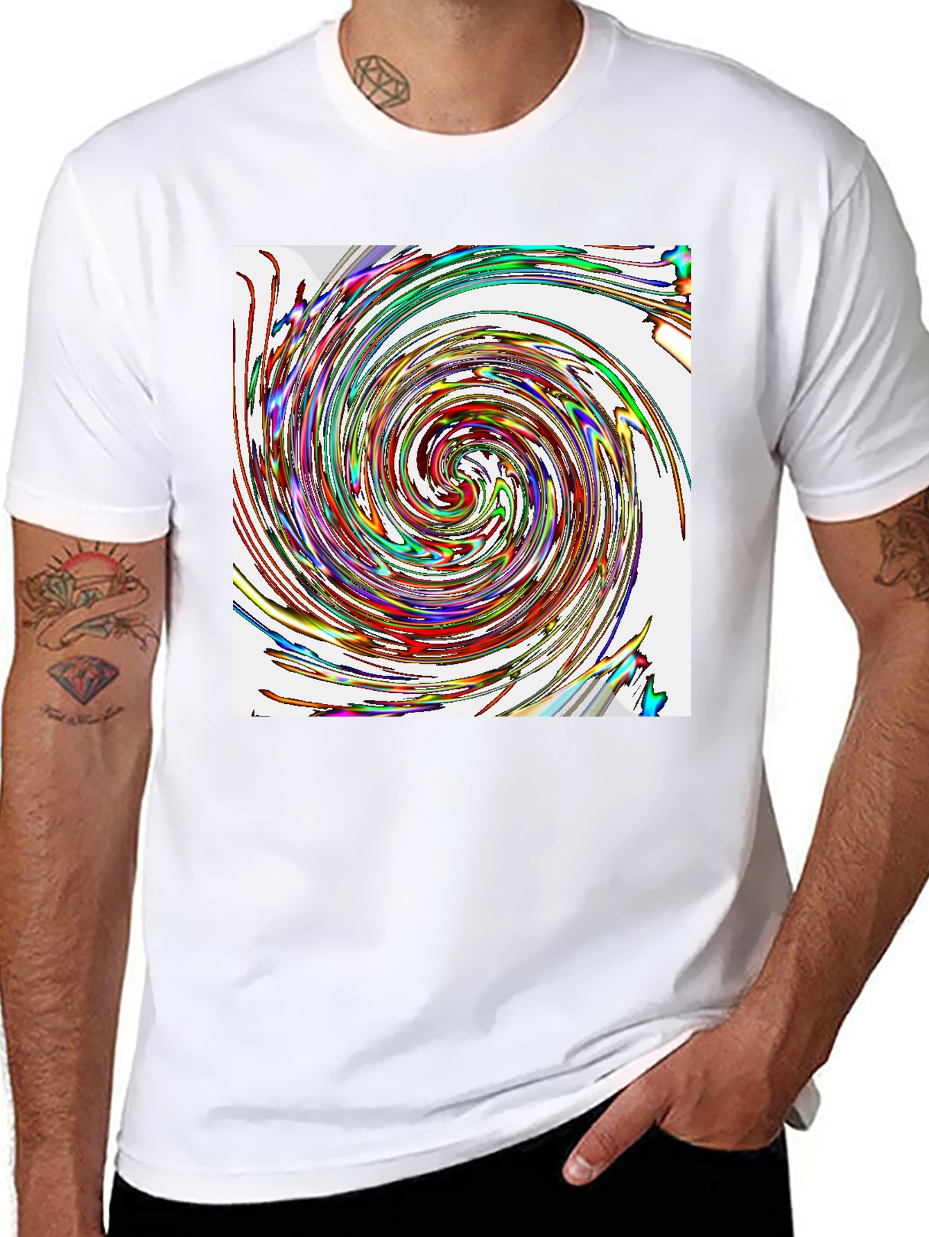Black Vortex Swirl Graphic Tee - Stylish Black Cotton Comfort view 8