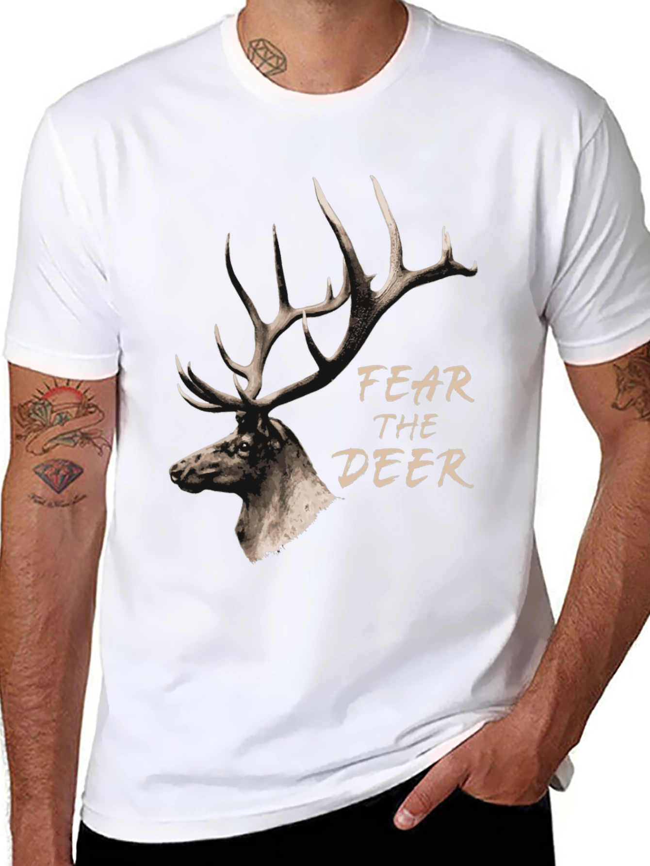 Black Fear the Deer Graphic T-Shirt - Black view 8