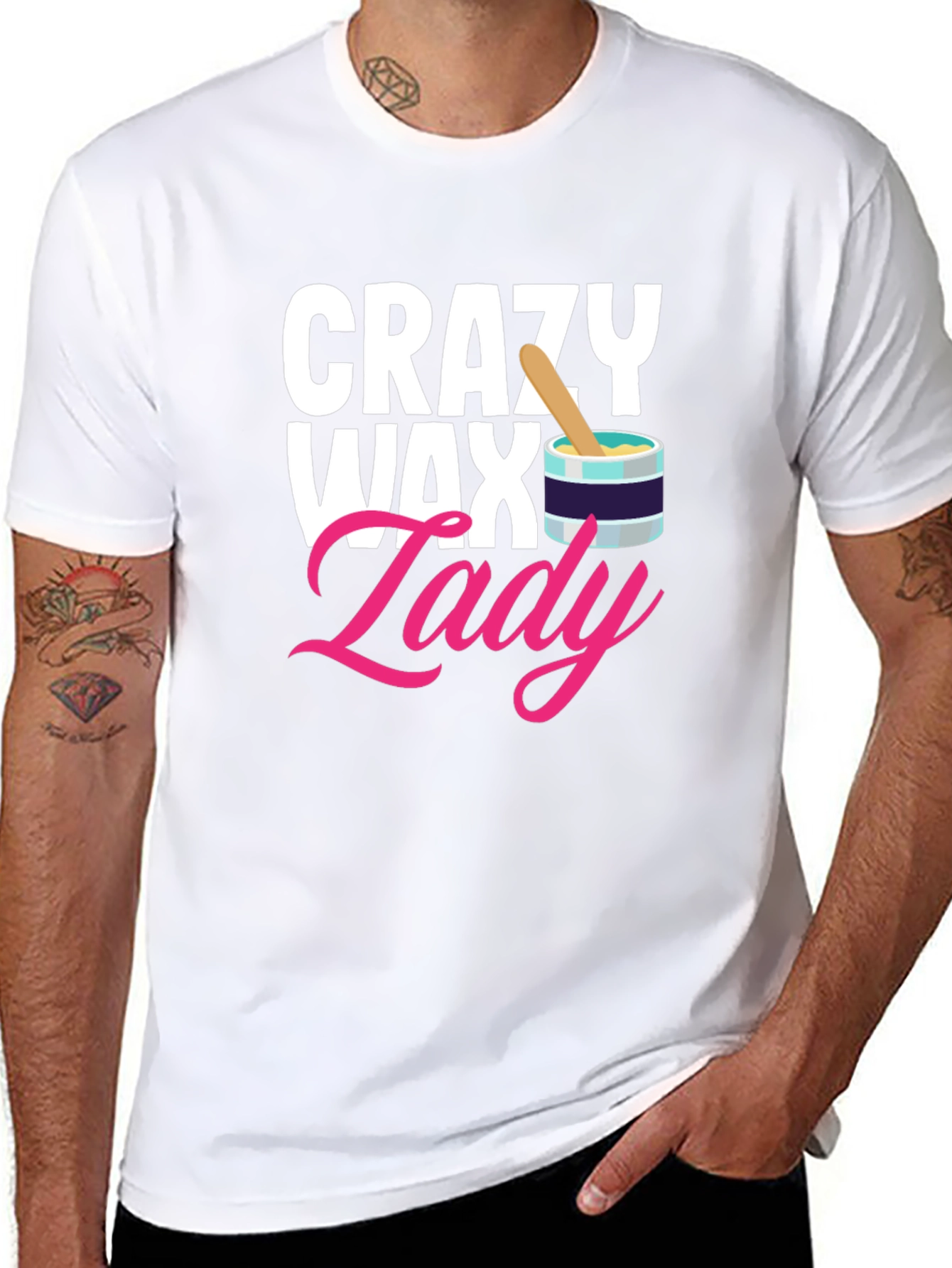 Black Crazy Wax Lady T-Shirt - Esthetician Gift view 8