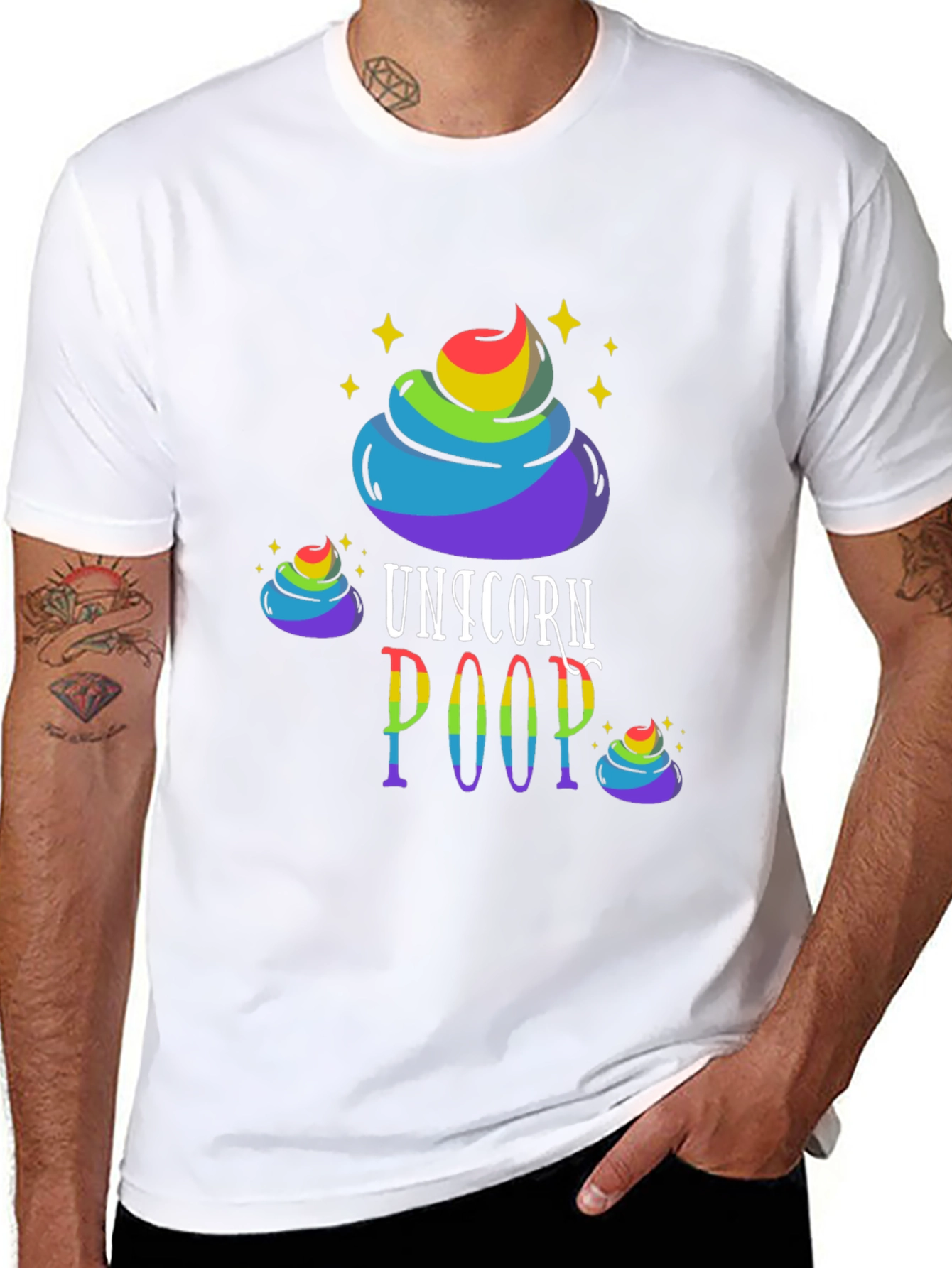 Black Unicorn Poop Graphic Tee - Rainbow Humor T-Shirt view 8