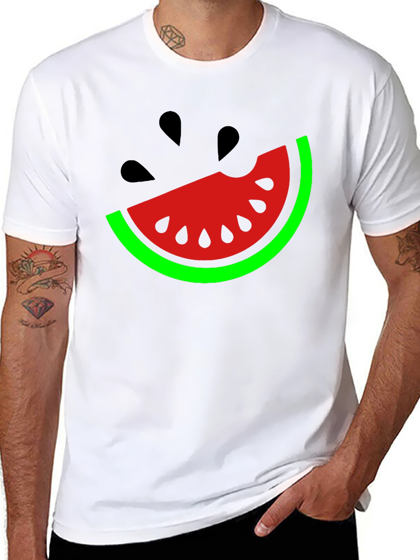 Black Watermelon Slice Graphic T-Shirt - Fun Summer Style view 8