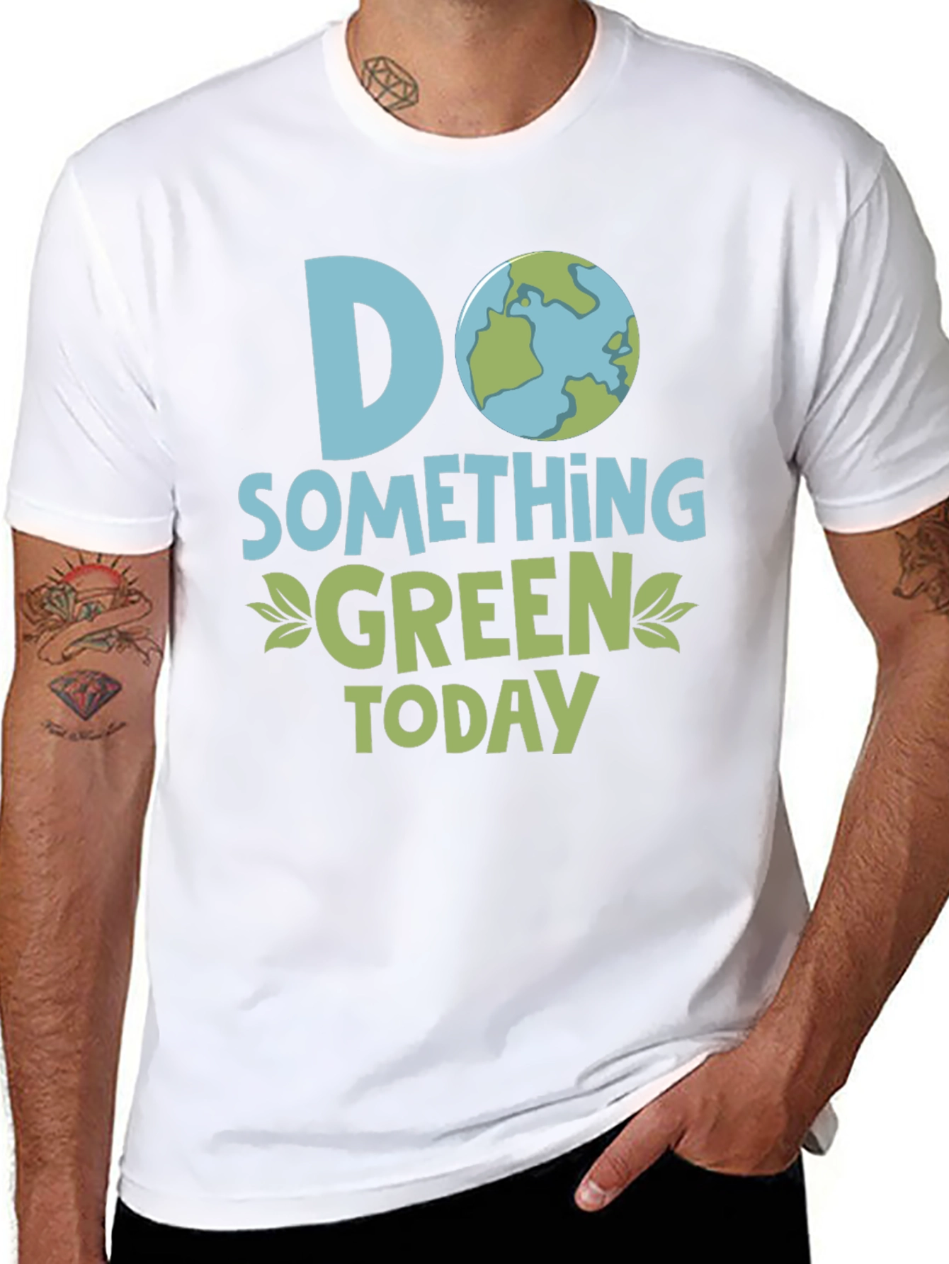 Black Eco-Friendly 'Do Something Green' Graphic T-Shirt view 8