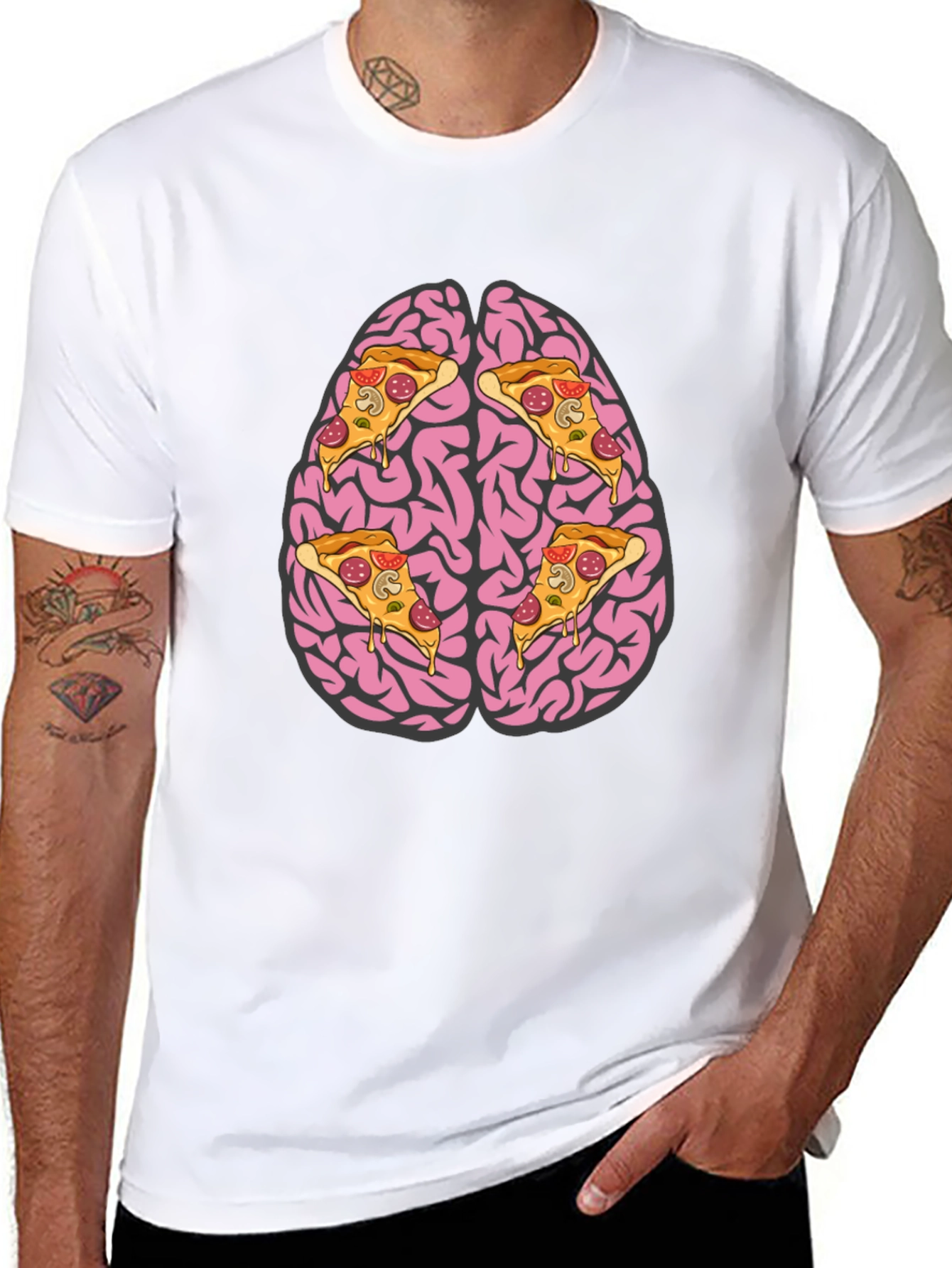 Black Pizza Brain Graphic Tee view 8
