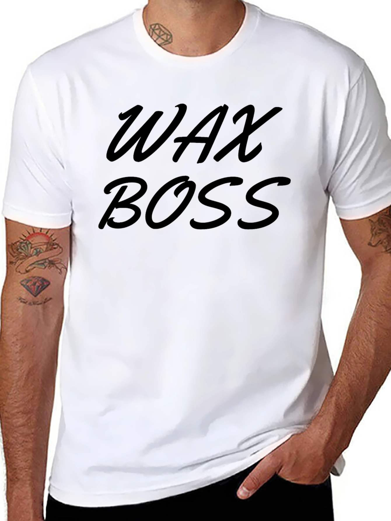 Black Wax Boss Men's Black T-Shirt view 8