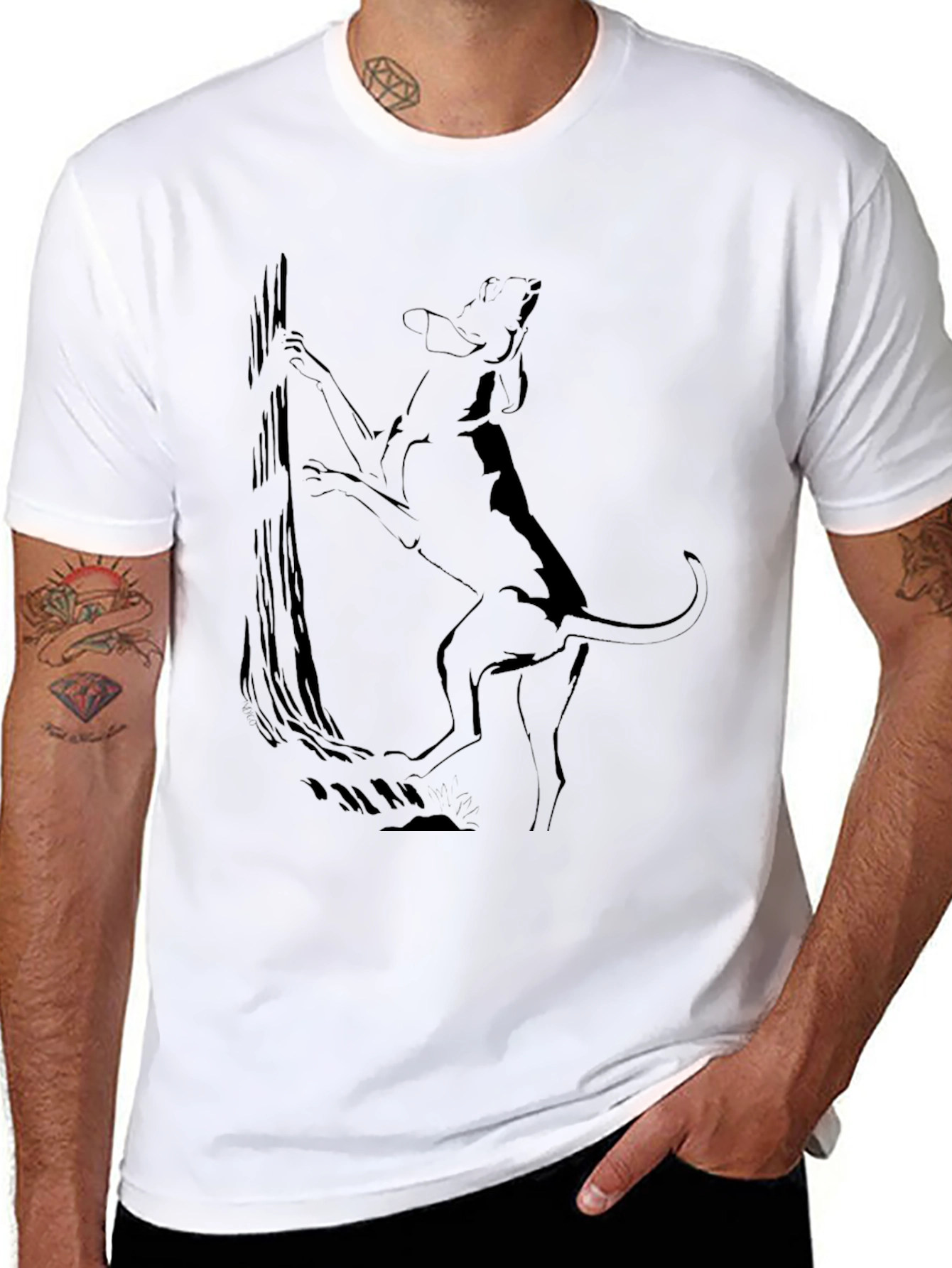 Black Dog Climbing Tree Graphic Tee - Black view 8