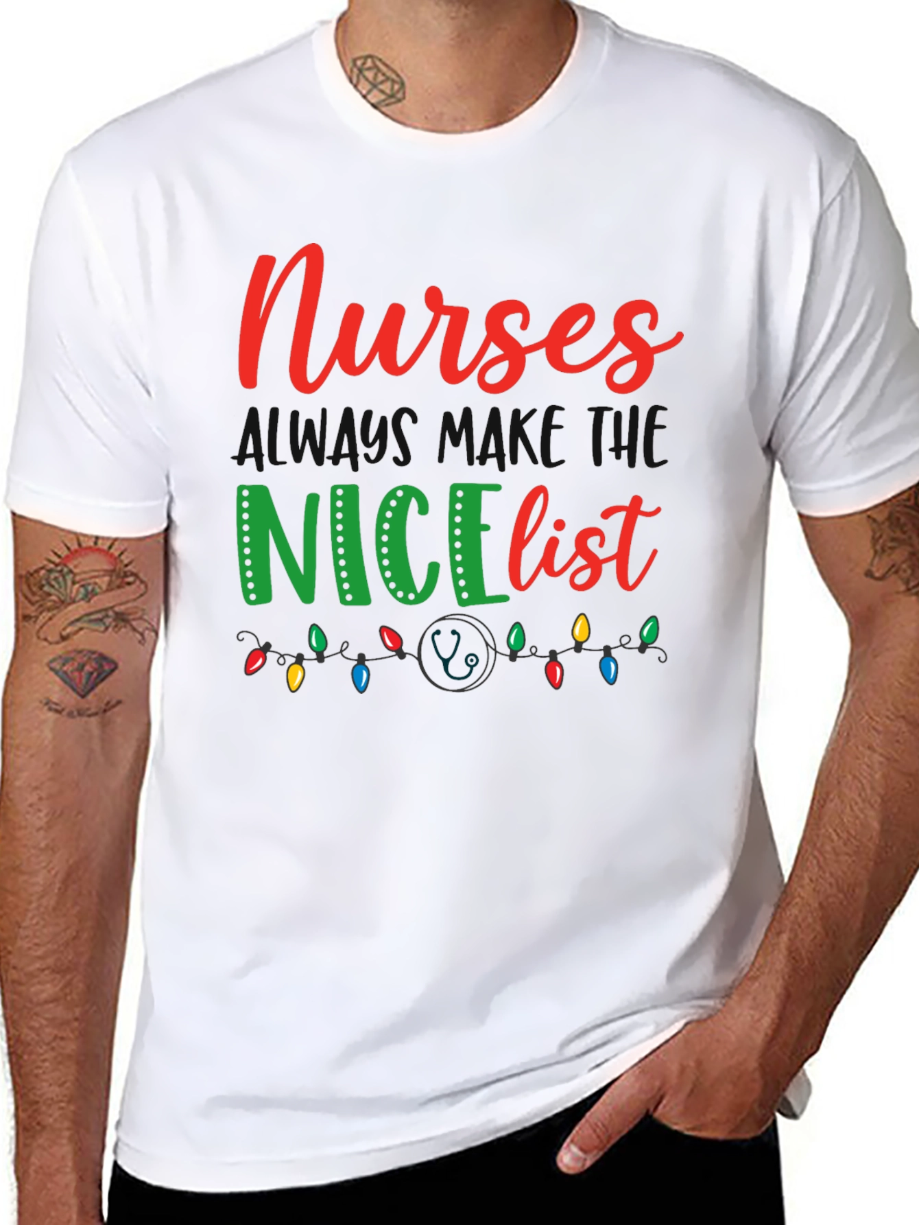Black Nurses NICE List T-Shirt view 8