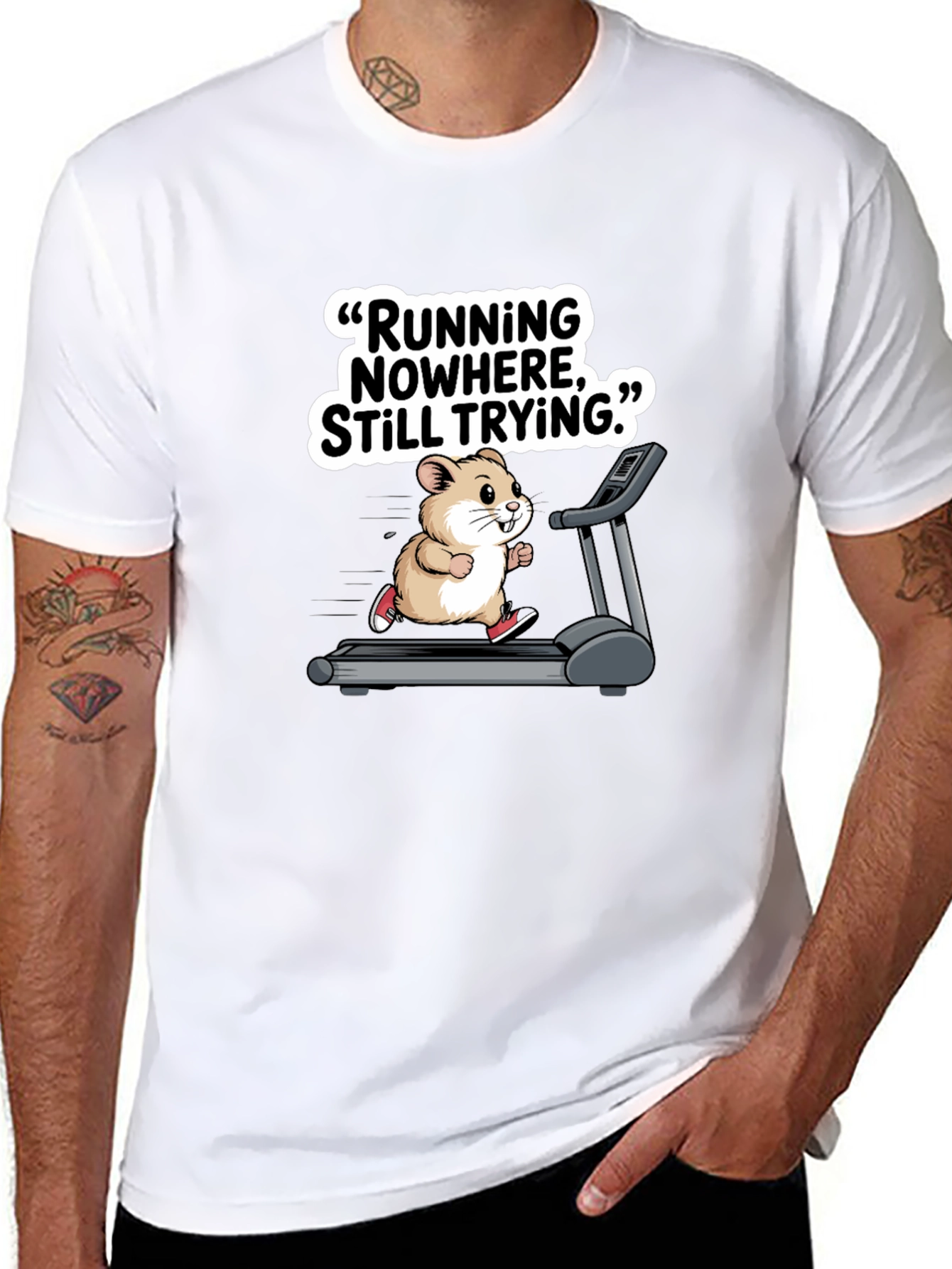 Black Hamster Treadmill Graphic Tee - Funny Workout Shirt view 8