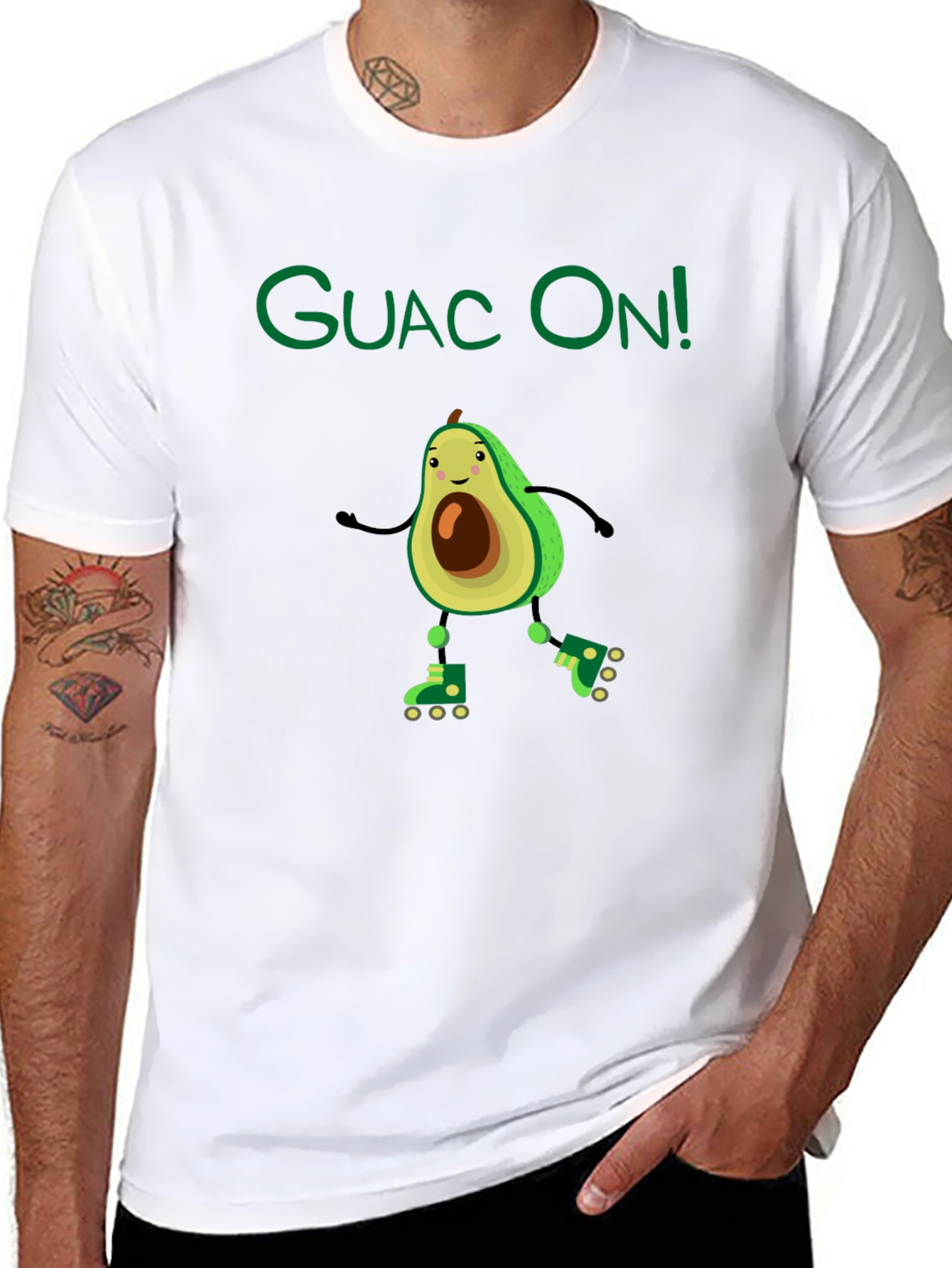 Black Guac On! Avocado Roller Skate Graphic Tee view 8