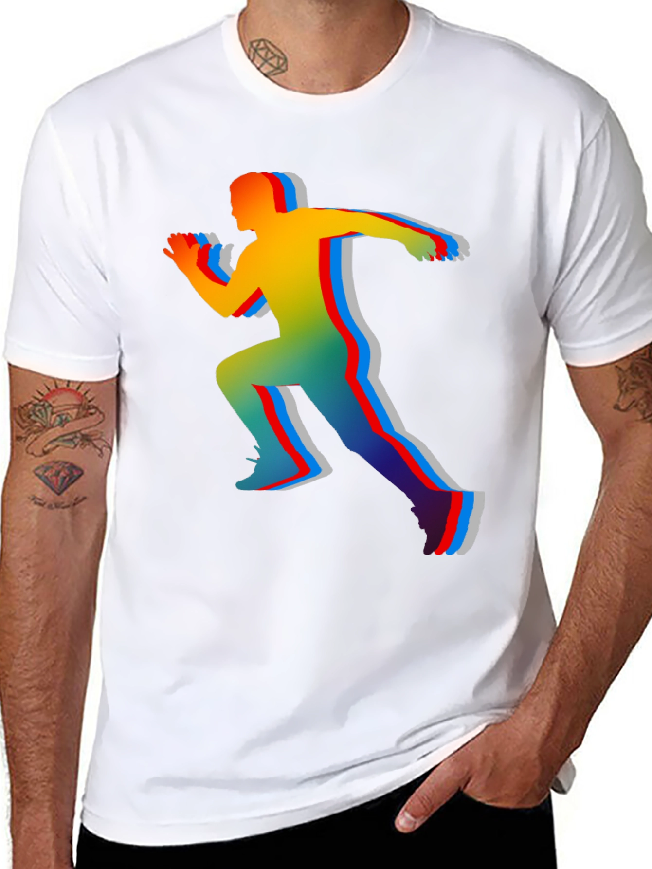 Black Colorful Runner Graphic T-Shirt view 8