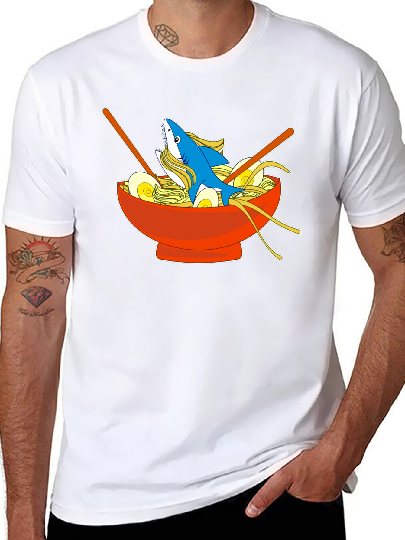 Black Shark Ramen Bowl T-Shirt - Unique Anime Style Tee view 8