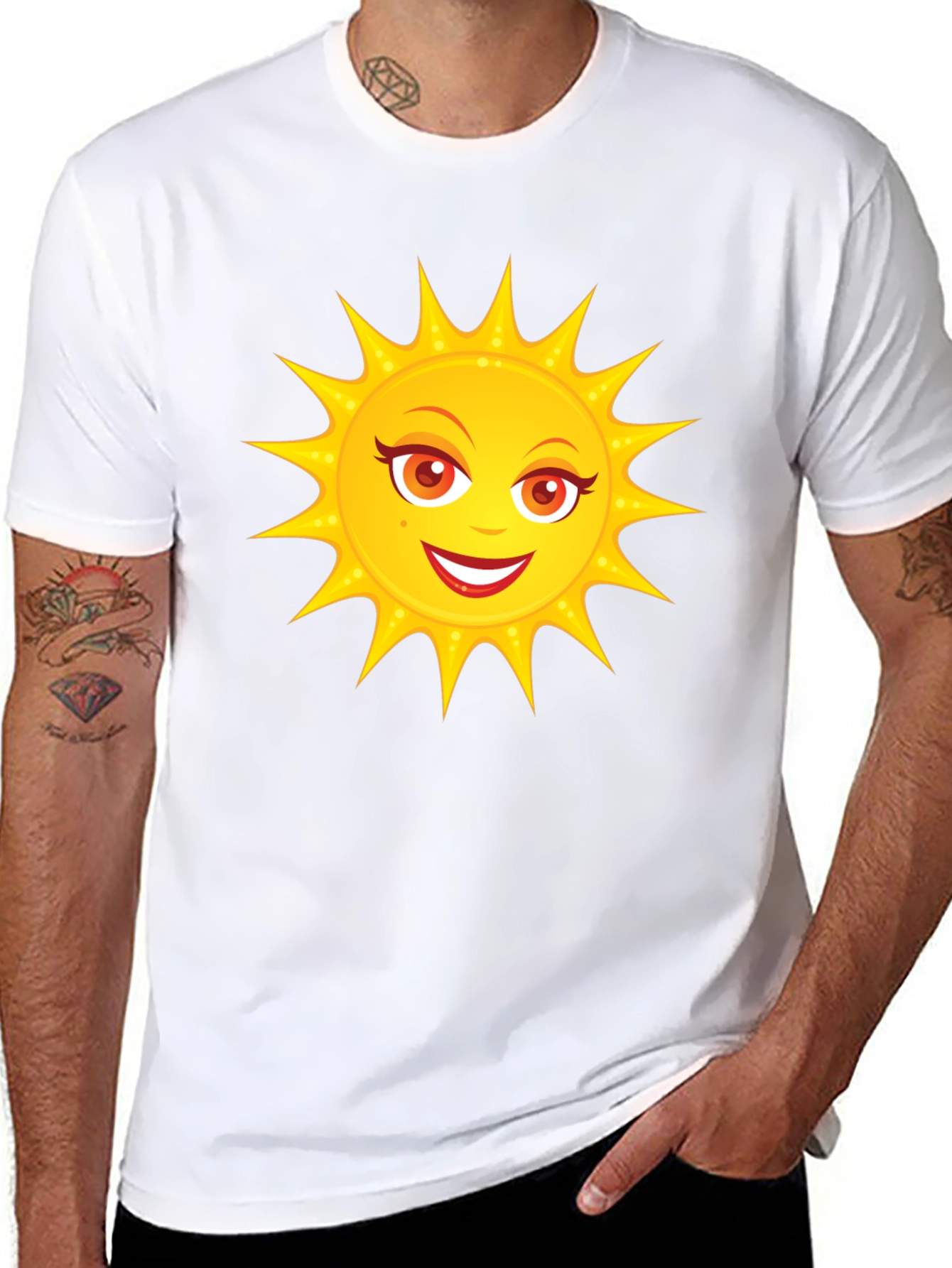 Black Sunny Day Graphic Tee - Fun Black Cotton T-Shirt view 8