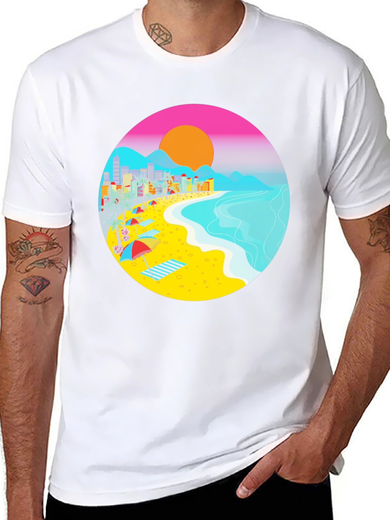 Black Beachscape Graphic T-Shirt view 8