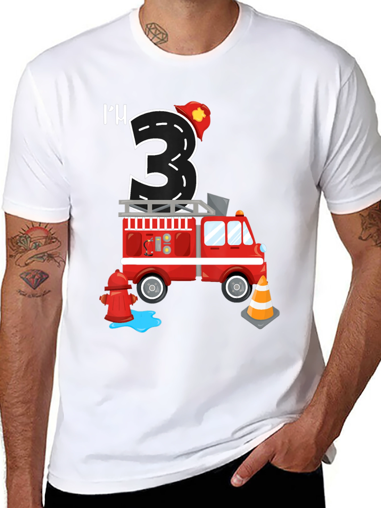 Fire Truck 3rd Birthday T-Shirt - 8