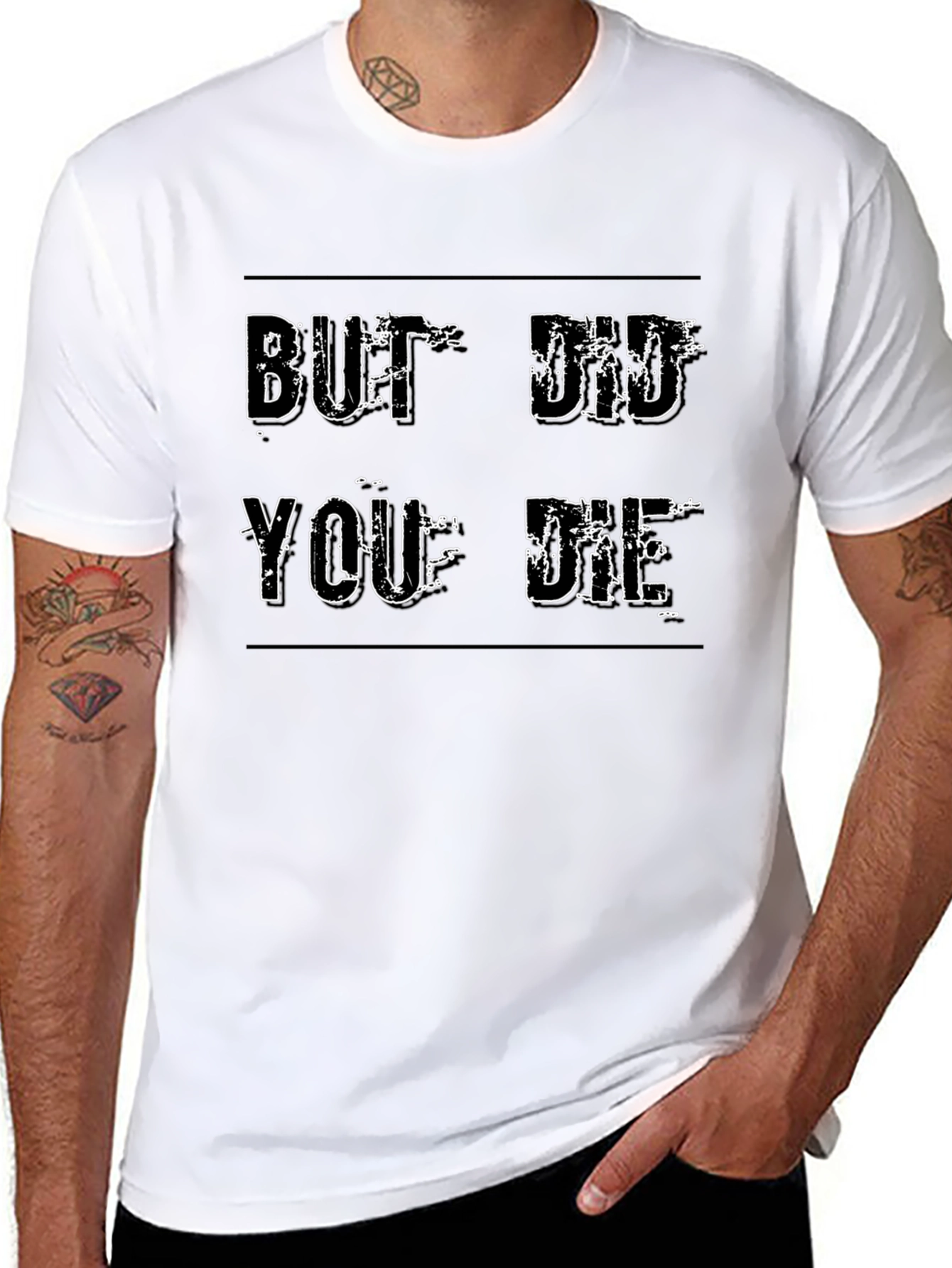 Black But Did You Die Graphic Tee - Black Casual T-Shirt view 8