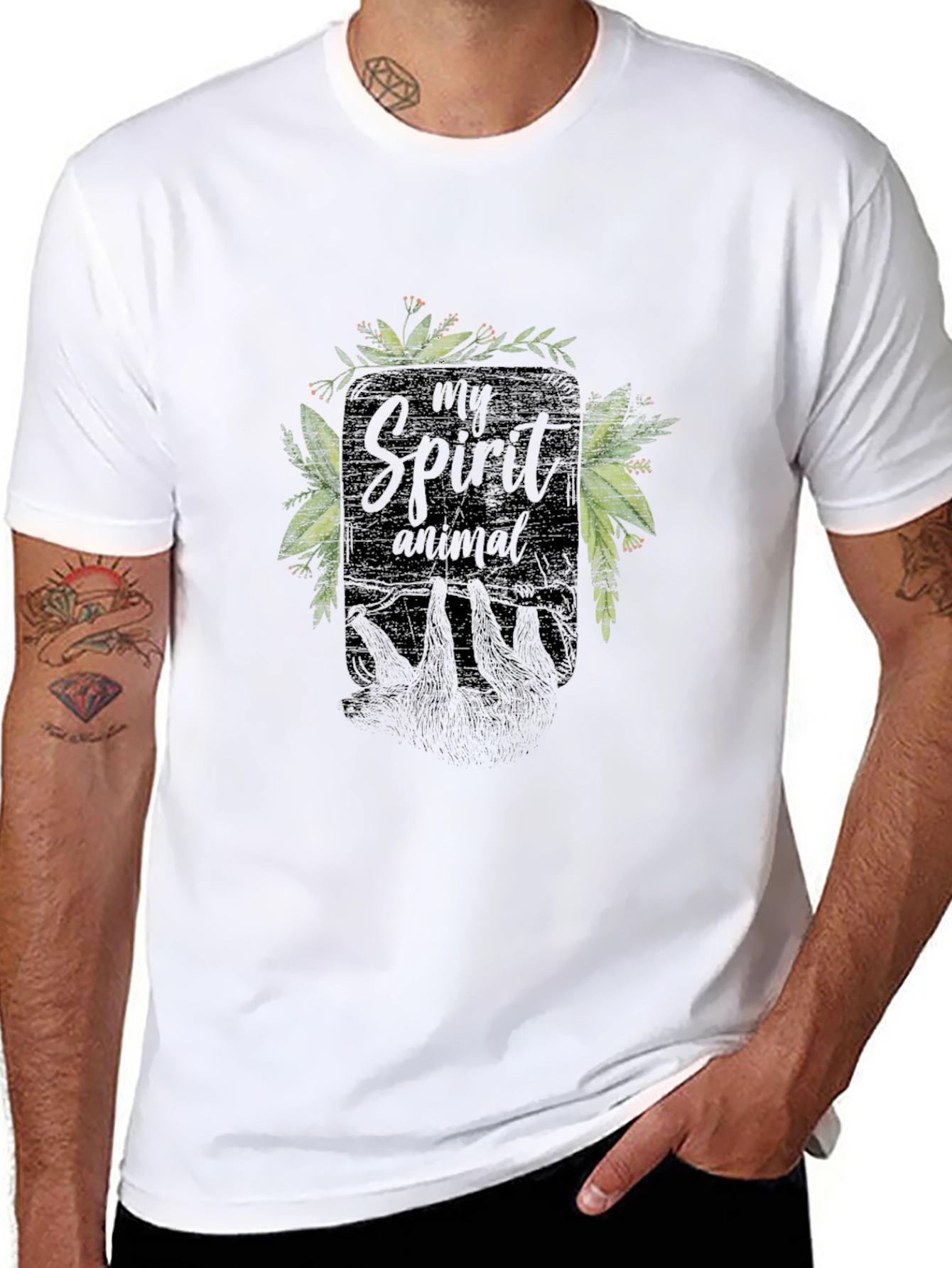 Black My Spirit Animal Sloth Black T-Shirt view 8