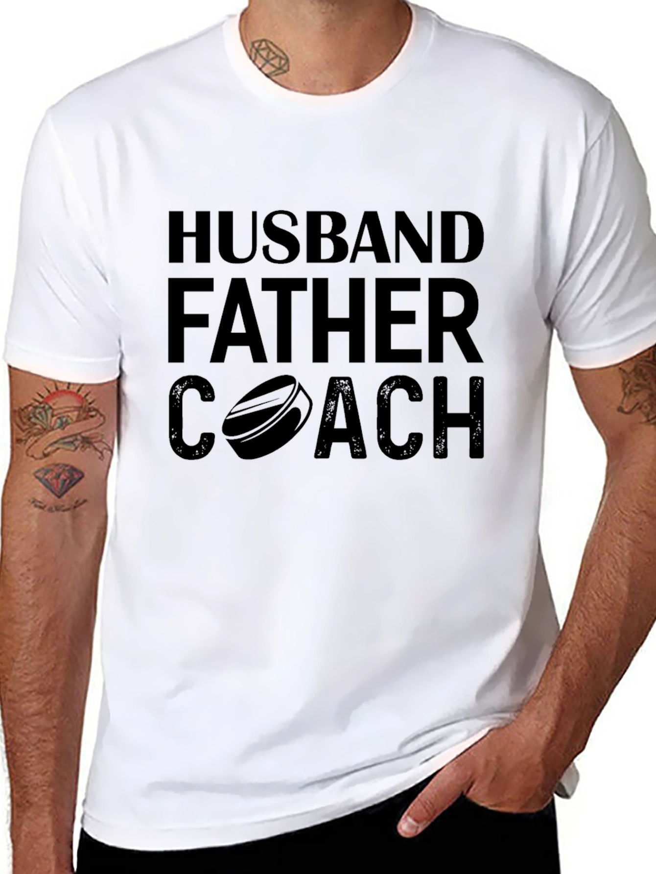 Black Husband Father Coach Black Graphic T-Shirt view 8