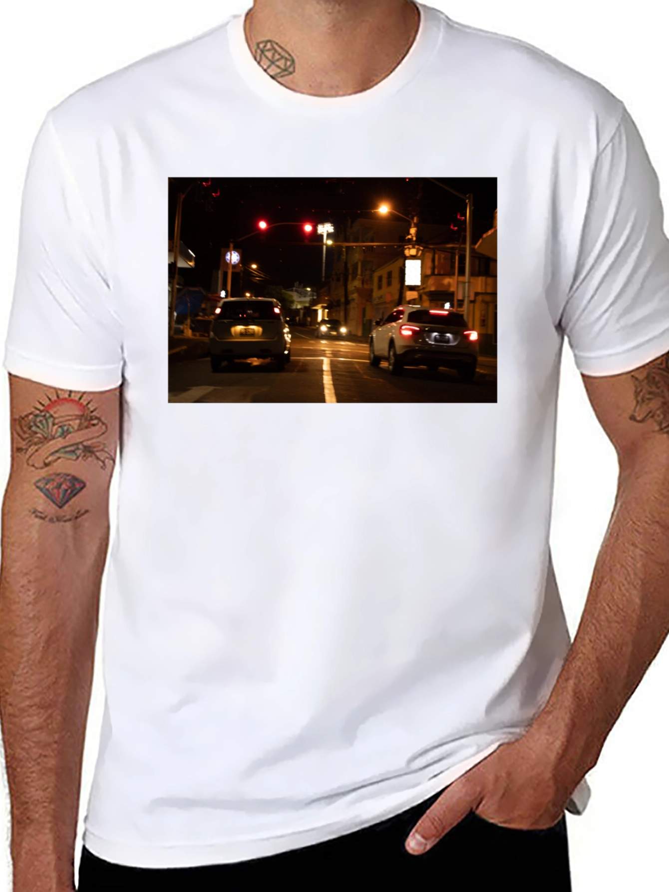 Black Night Drive Graphic Tee - Black Cotton Blend view 8