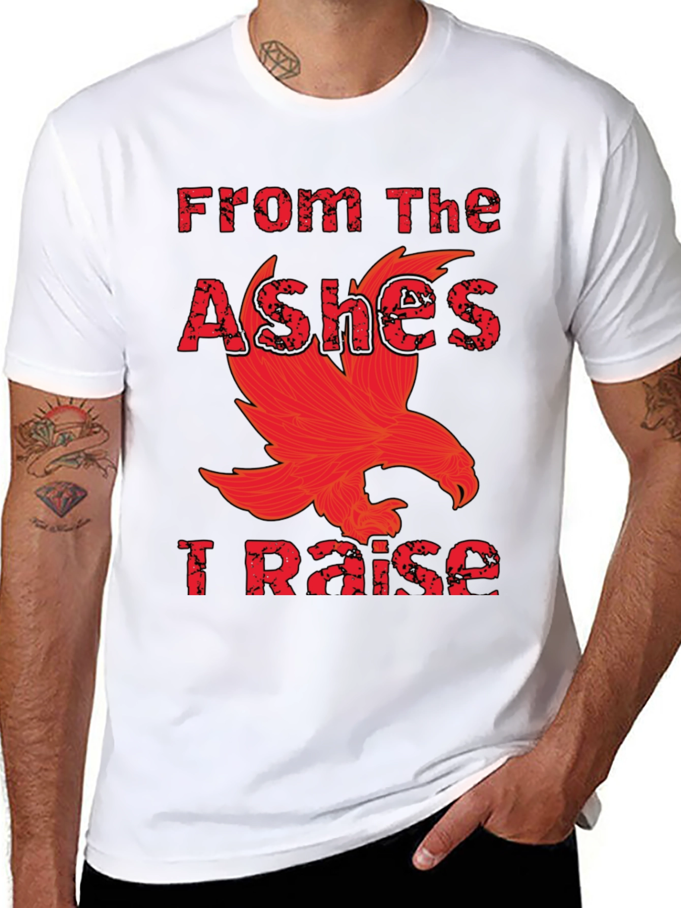 Black From The Ashes I Raise Phoenix Graphic T-Shirt view 8