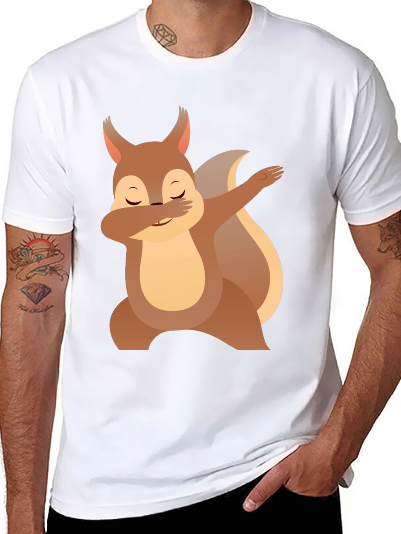 Black Dabbing Squirrel Graphic Tee - Funny Animal T-Shirt view 8