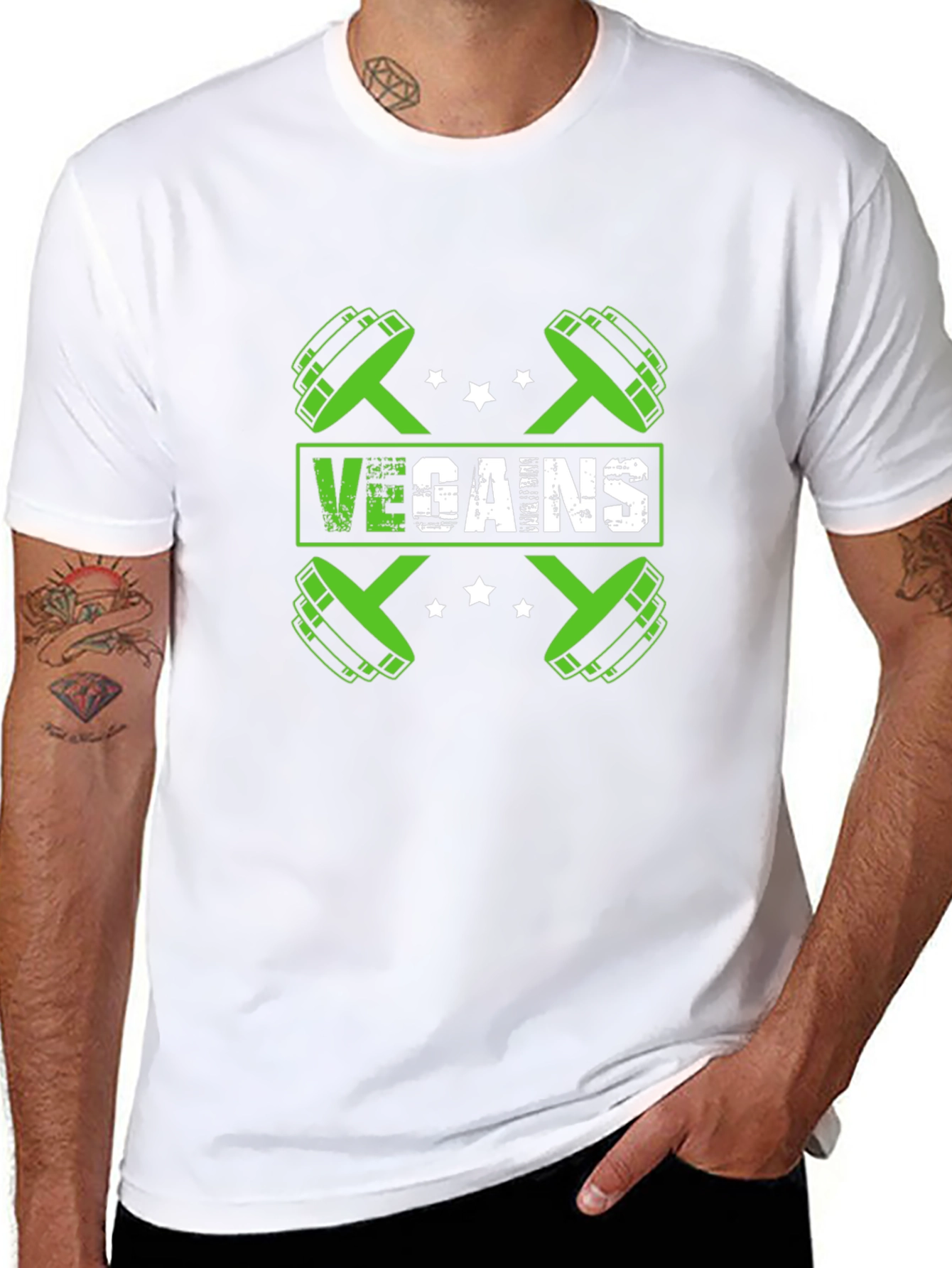 Black Vegan Gains T-Shirt - Fitness & Vegan Lifestyle Tee view 8