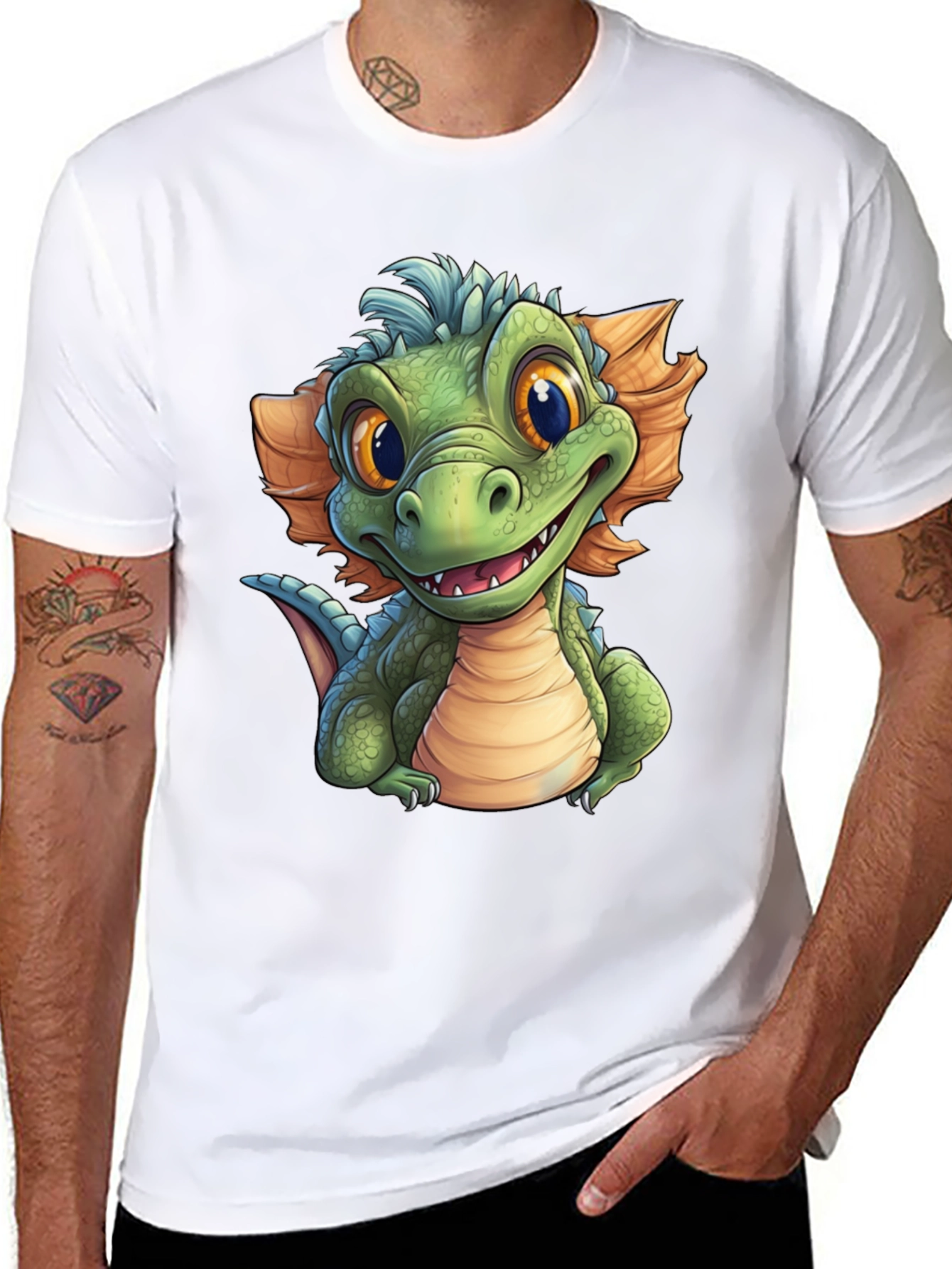 Black Cartoon Dragon Graphic T-Shirt - Fun & Unique Design view 8