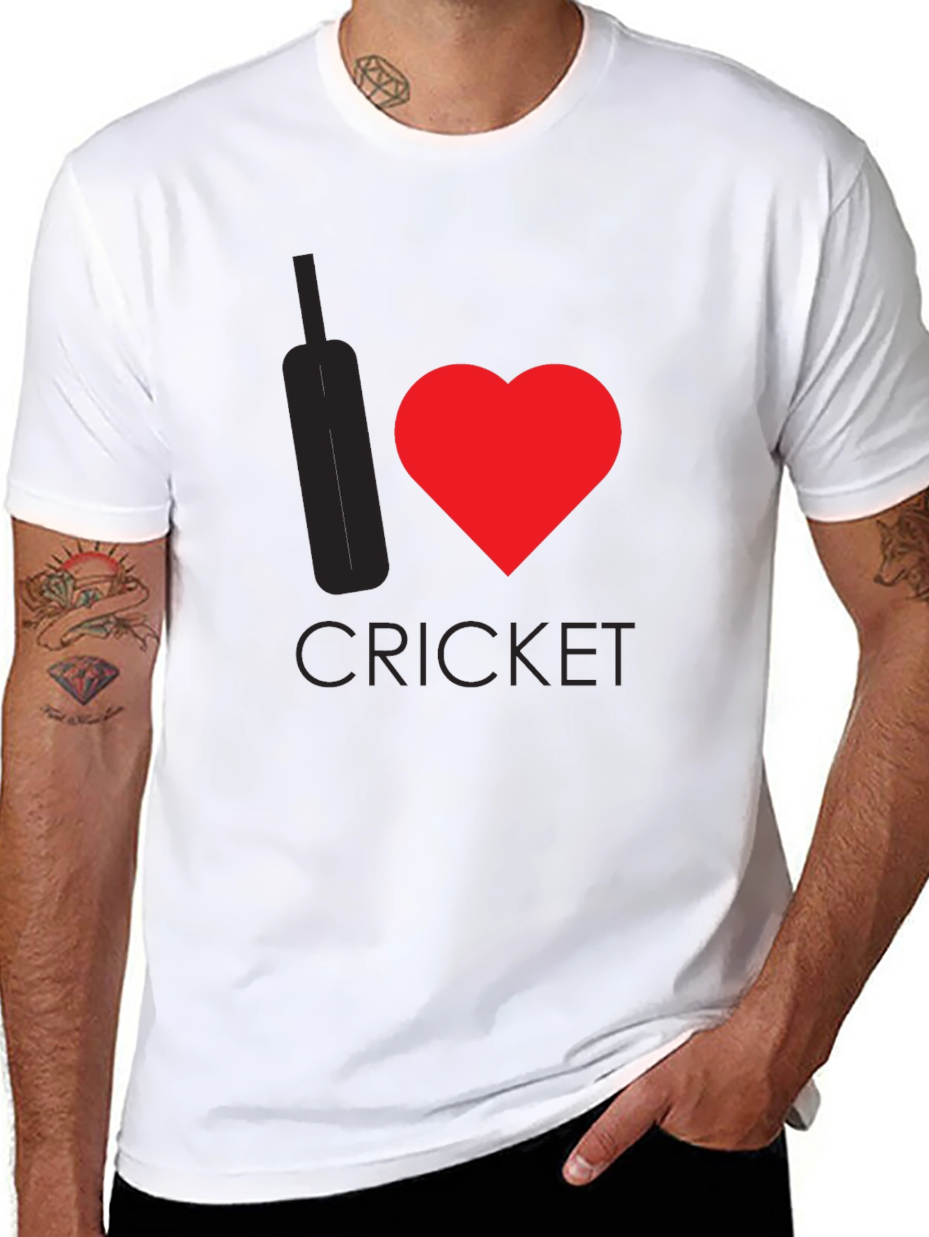 Black I Heart Cricket Black T-Shirt view 8