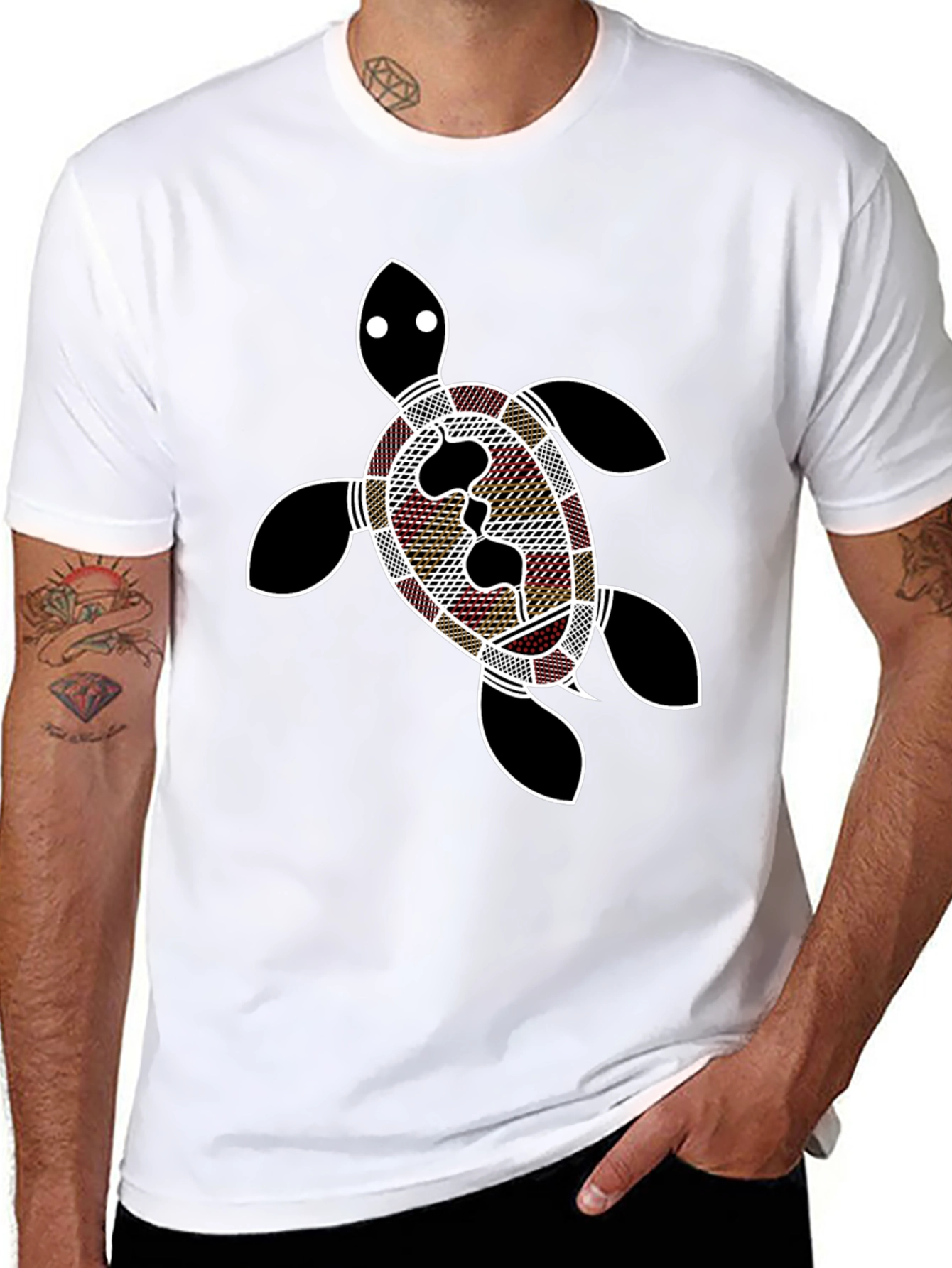 Black Turtle Print Black T-Shirt view 8