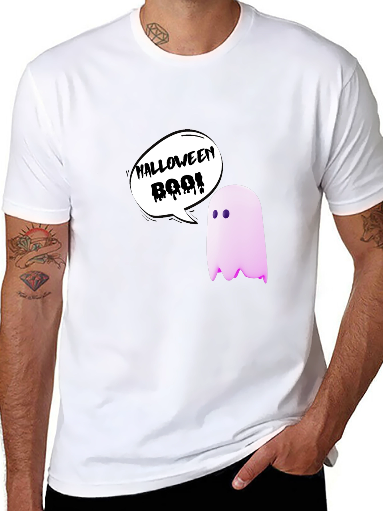 Black Halloween Ghost Boo! T-Shirt view 8