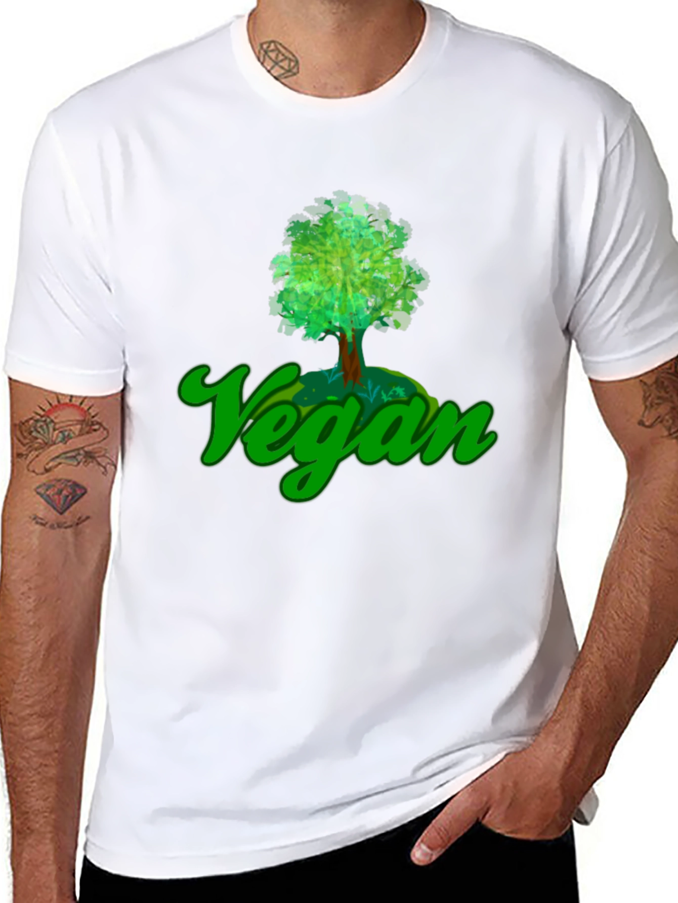 Black Vegan Tree T-Shirt - Eco-Friendly Design view 8