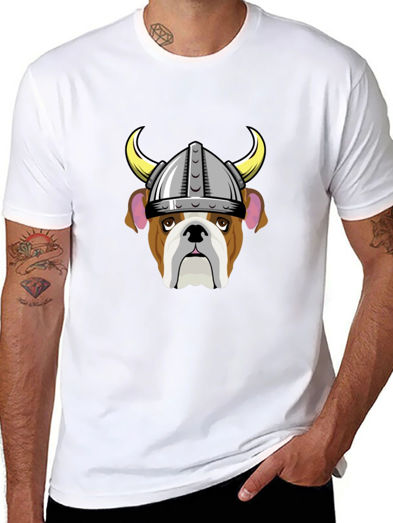Black Bulldog Viking Helmet T-Shirt view 8