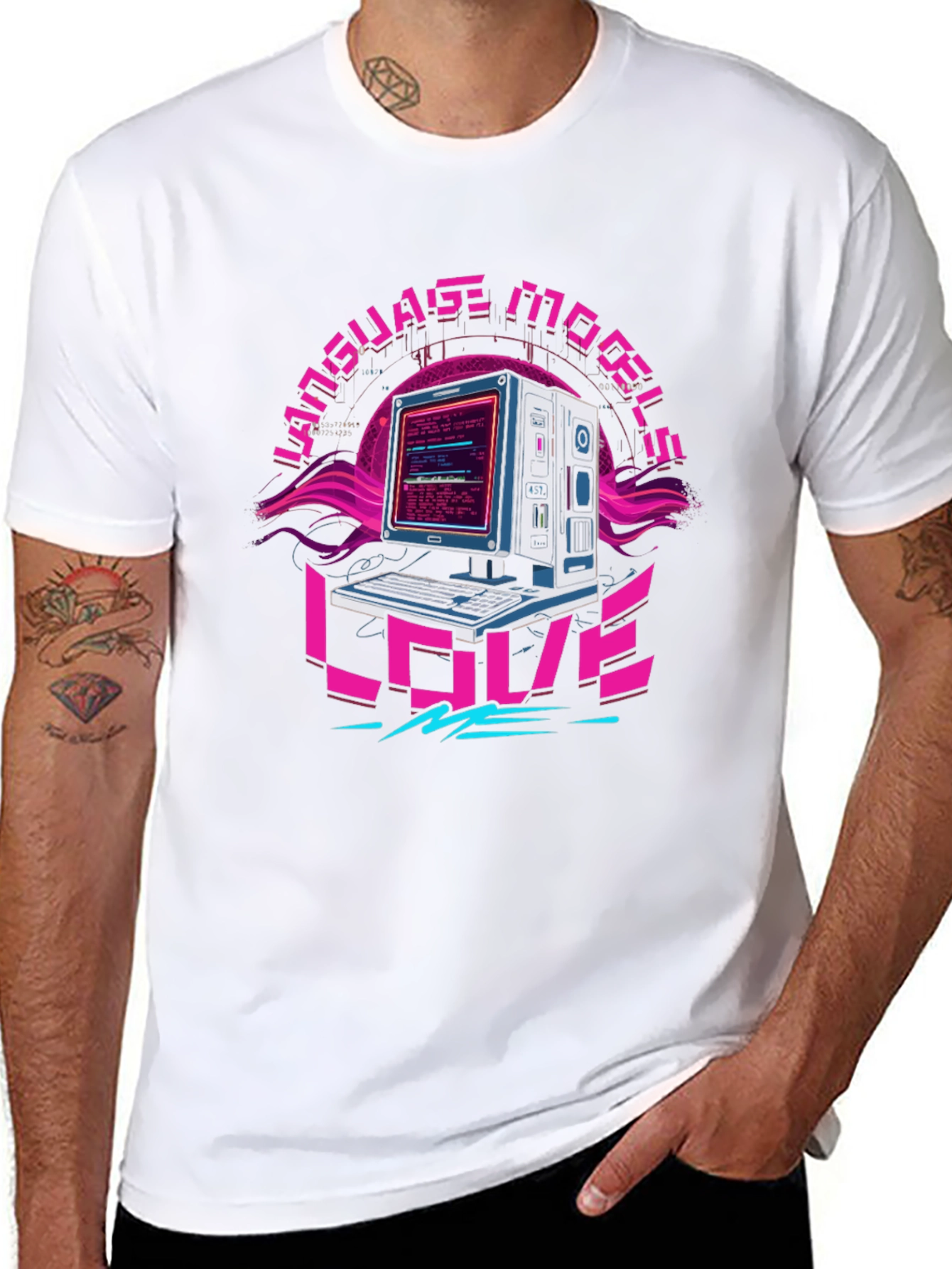 Black Language Models Love Me Retro T-Shirt view 8