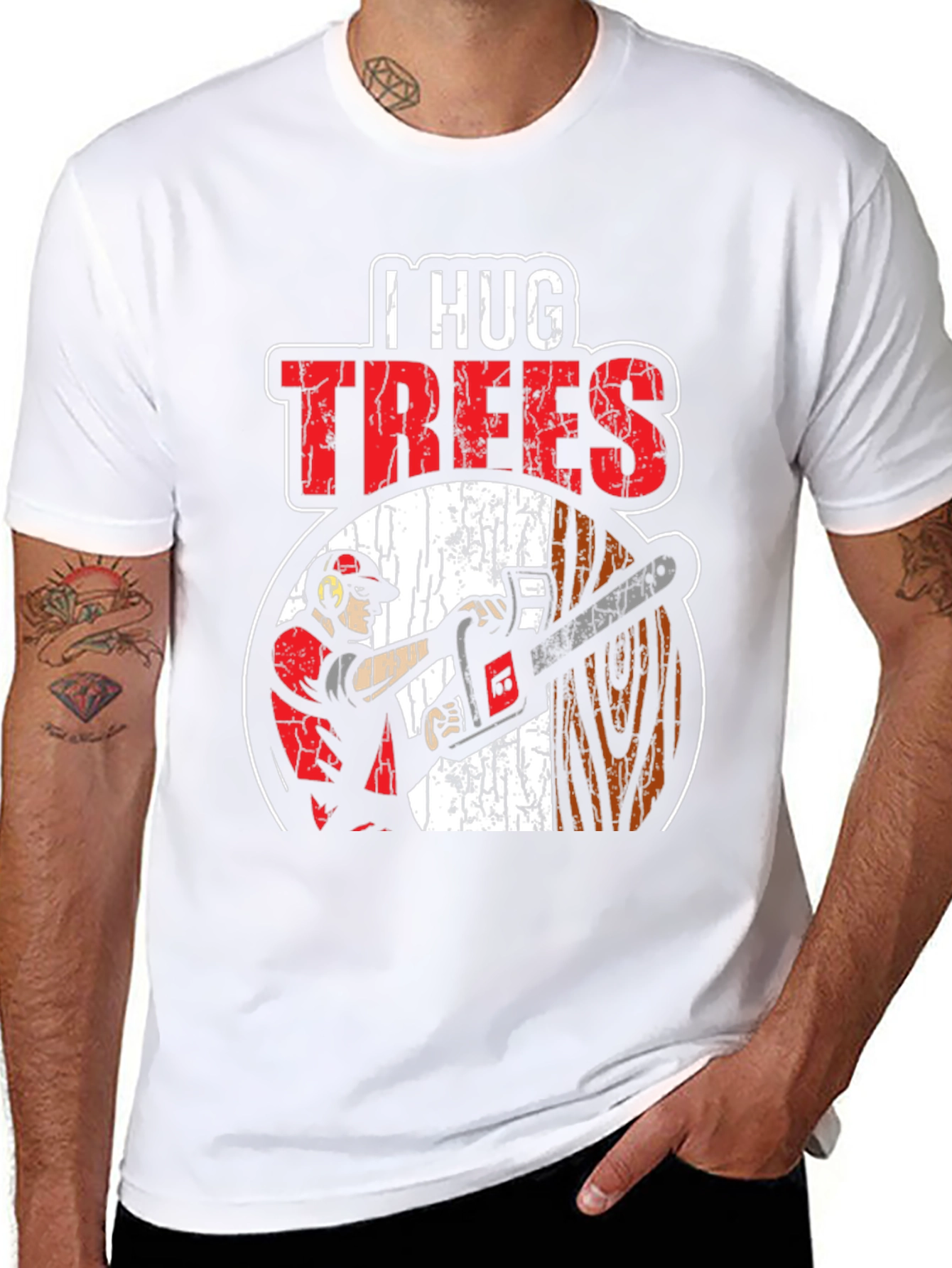 Black I Hug Trees Graphic T-Shirt - Arborist, Lumberjack view 8