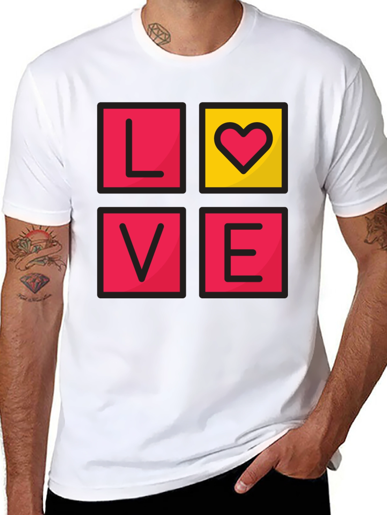 Black LOVE Graphic Tee - Men's Black T-Shirt view 8